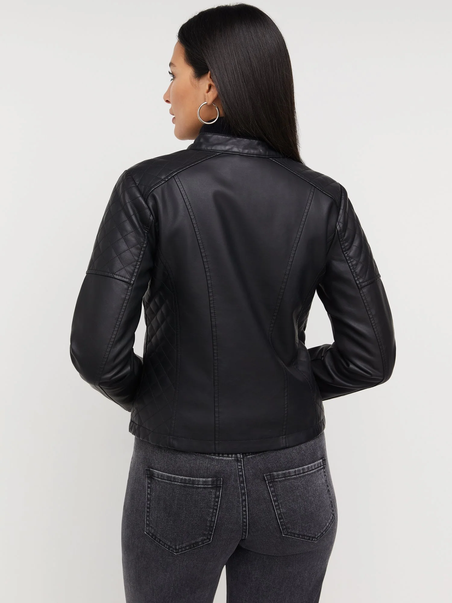 Faux-Leather Quilted Jacket - Image 3