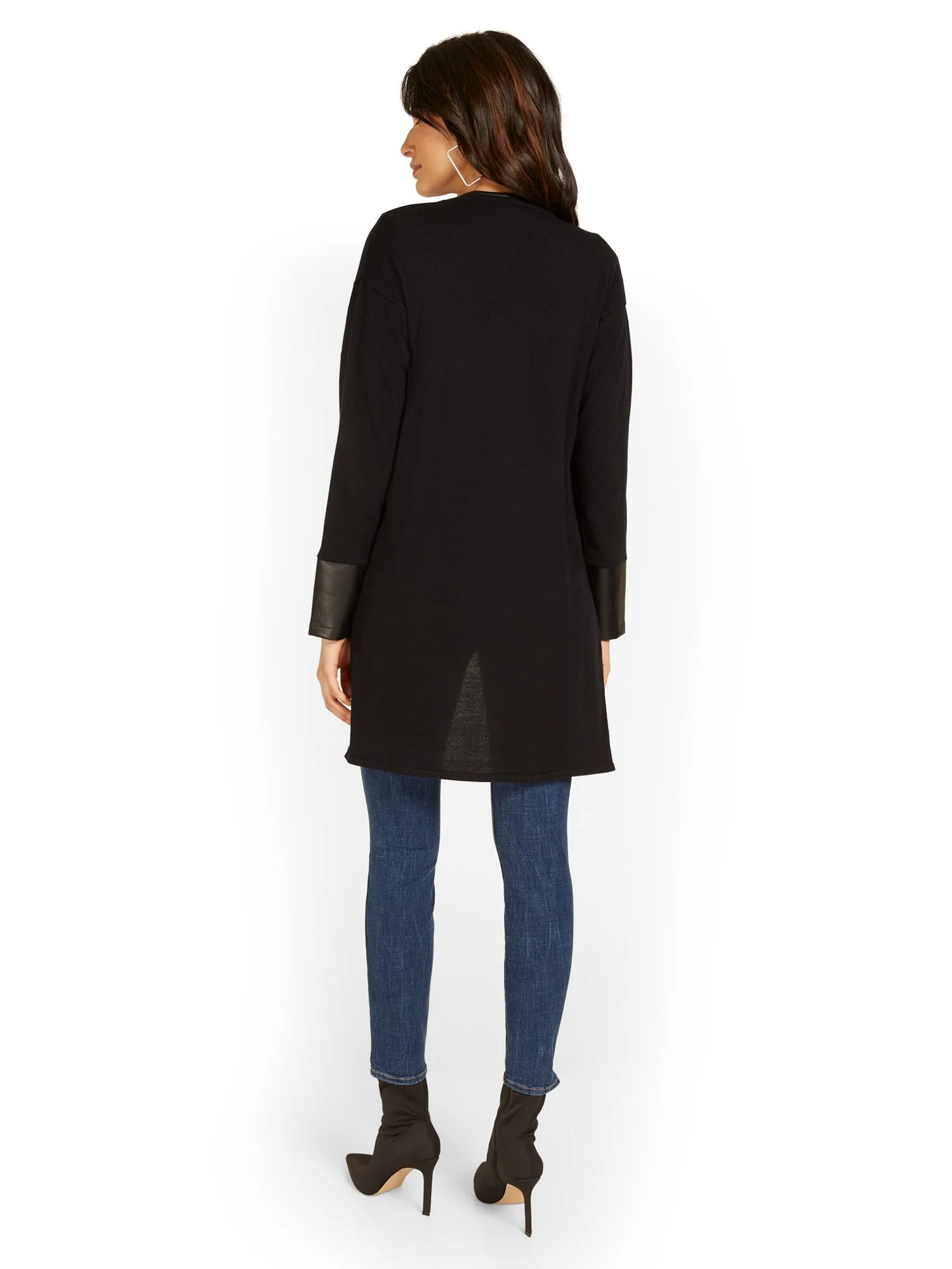 Faux-Leather Sleeve Duster - Image 3