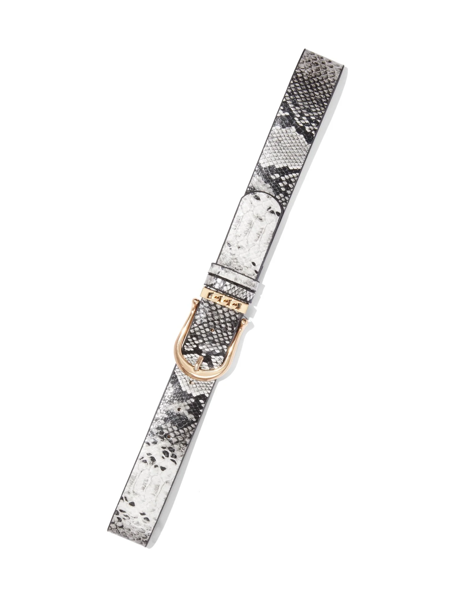 Faux-Leather Snake-Print Belt
