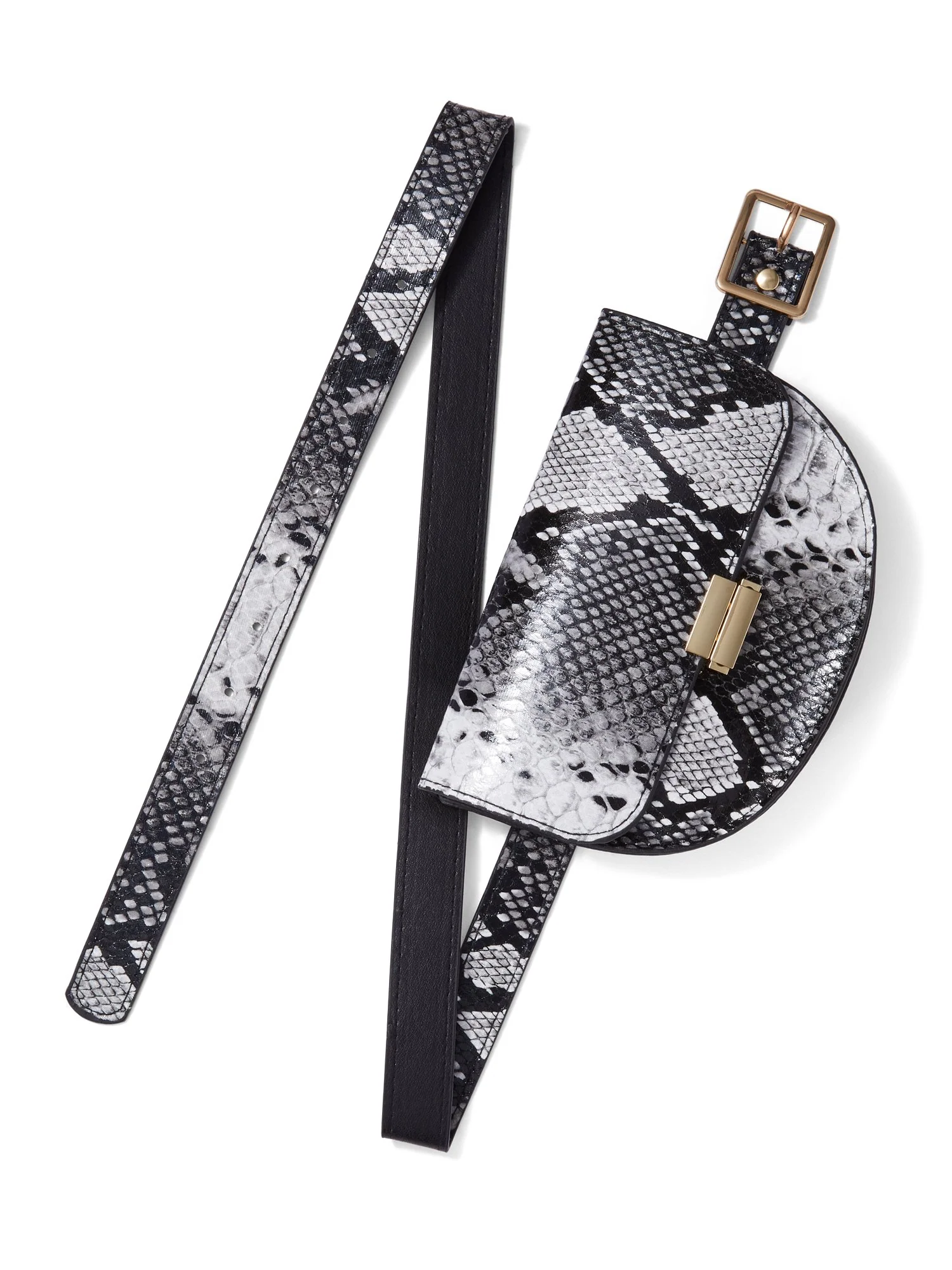 Faux-Leather Snake-Print Belt Bag - Image 2