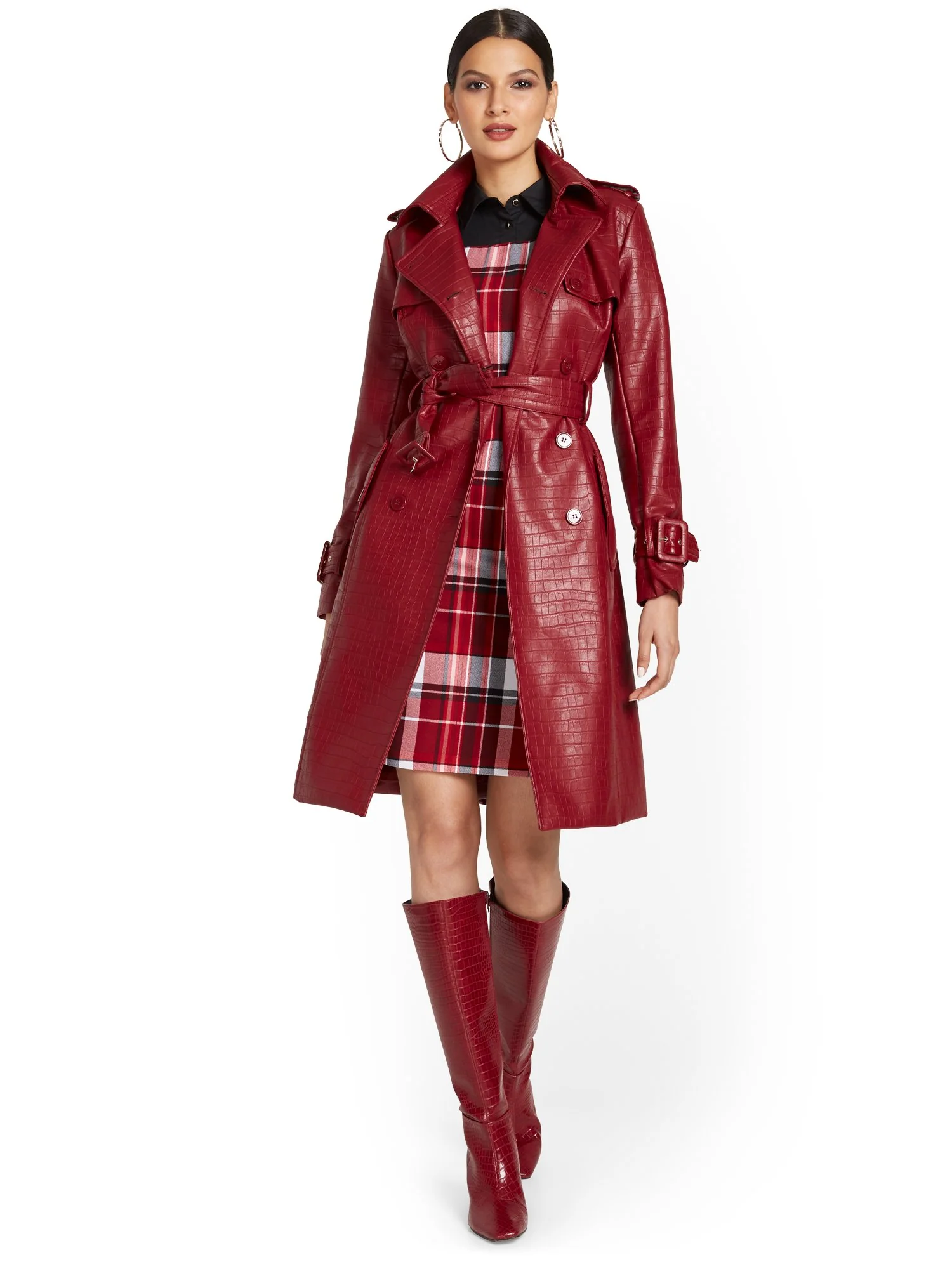 Faux-Leather Snakeskin Trenchcoat - Image 2