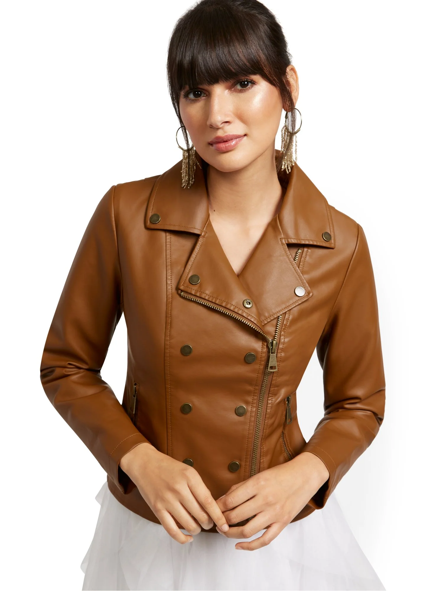 Faux-Leather Snap Moto Jacket - Image 14