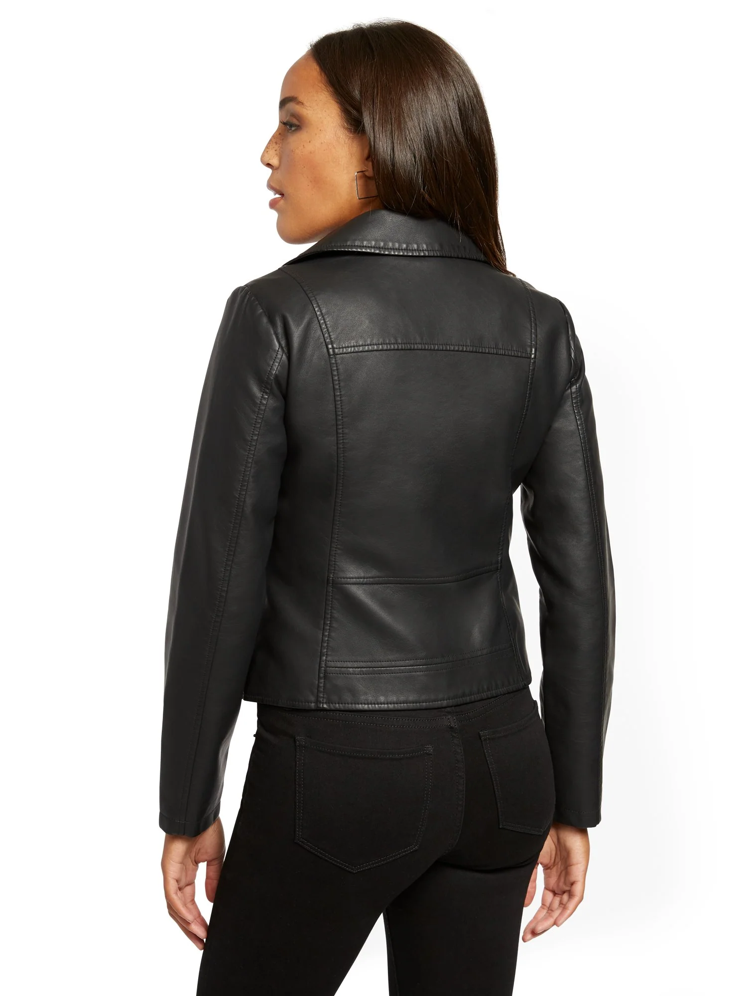 Faux-Leather Snap Moto Jacket - Image 3