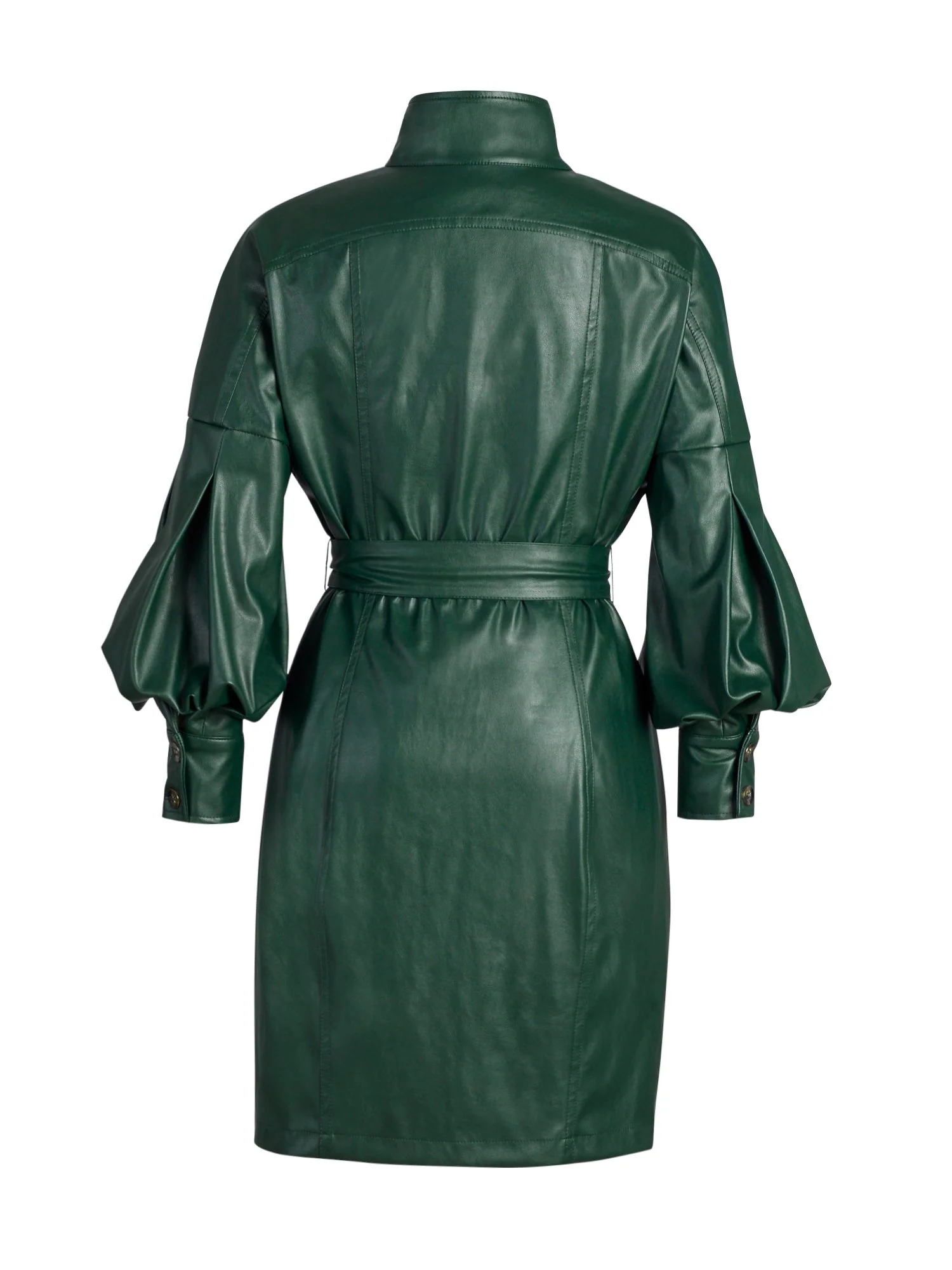 Faux-Leather Statement Sleeve Dress - Image 10