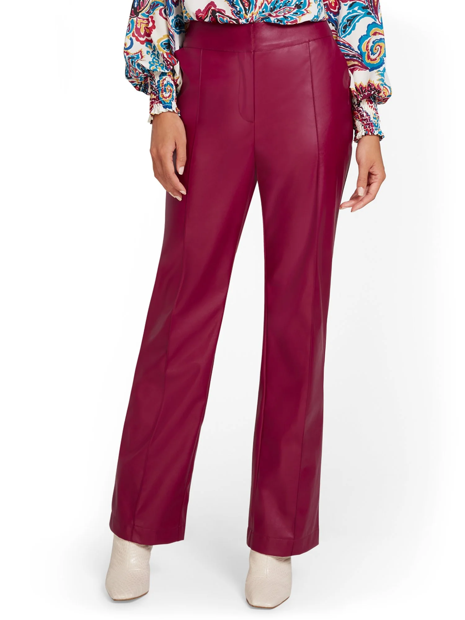 Faux-Leather Straight-Leg Pant