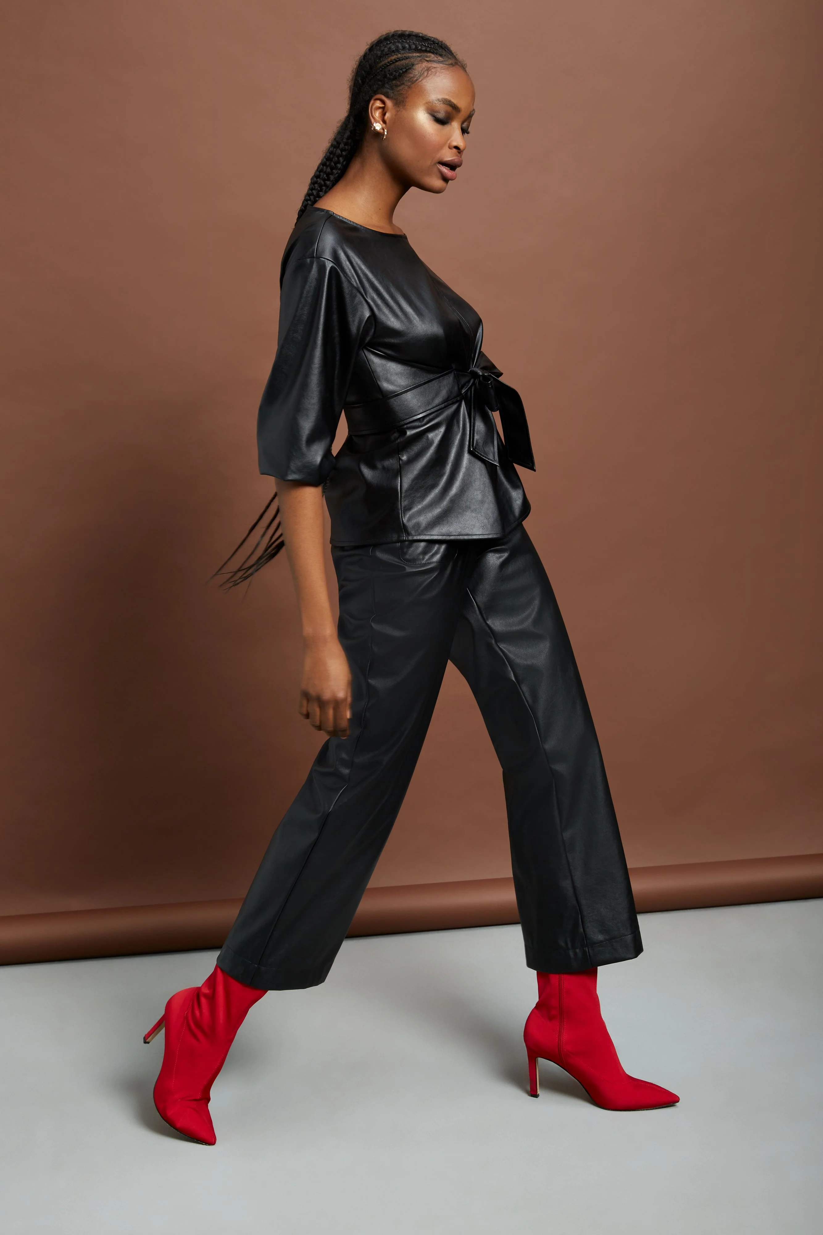 Faux-Leather Tie-Front Top - Image 4