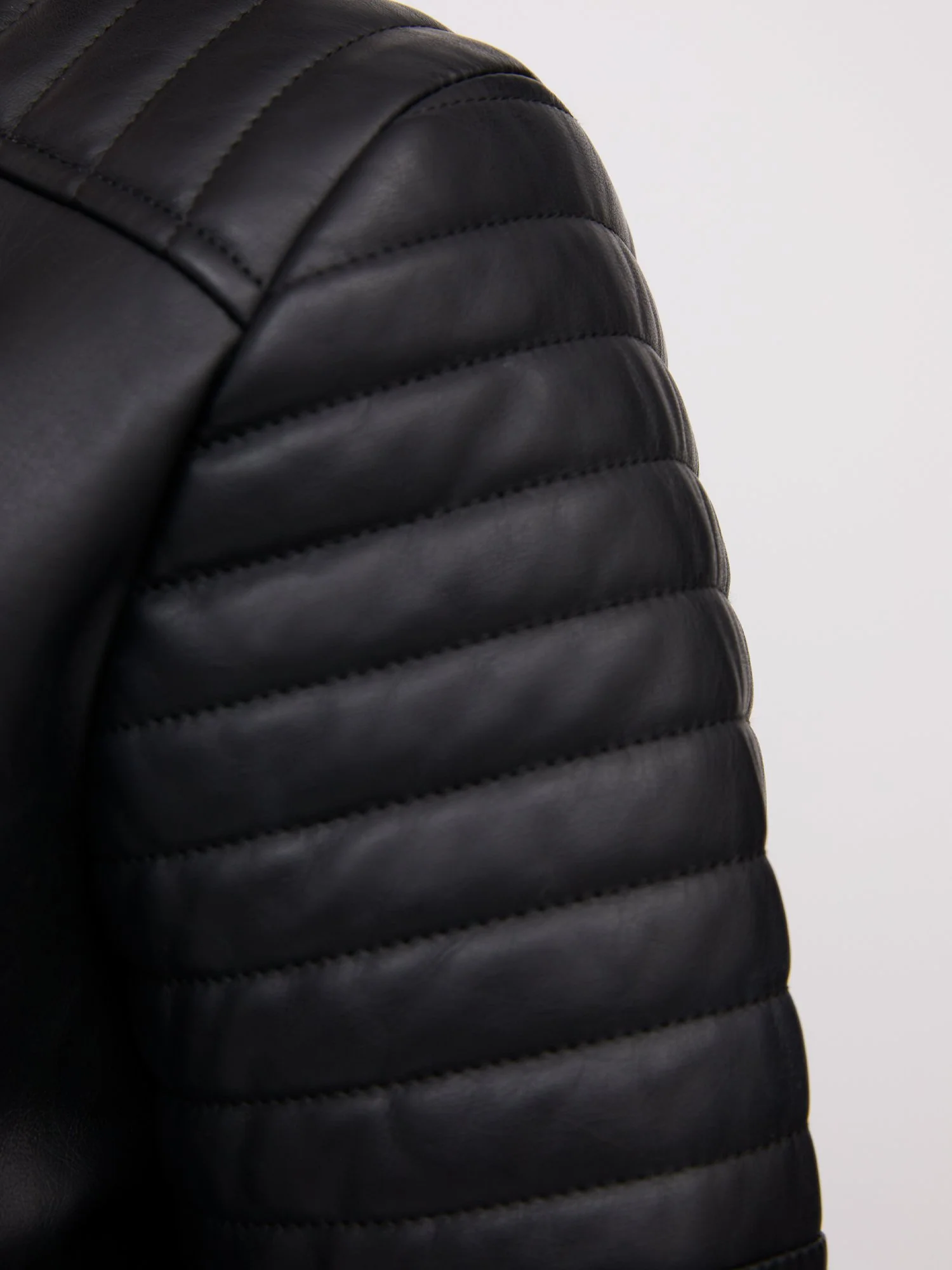 Faux-Leather Trapunto-Quilted Collarless Jacket - Image 4