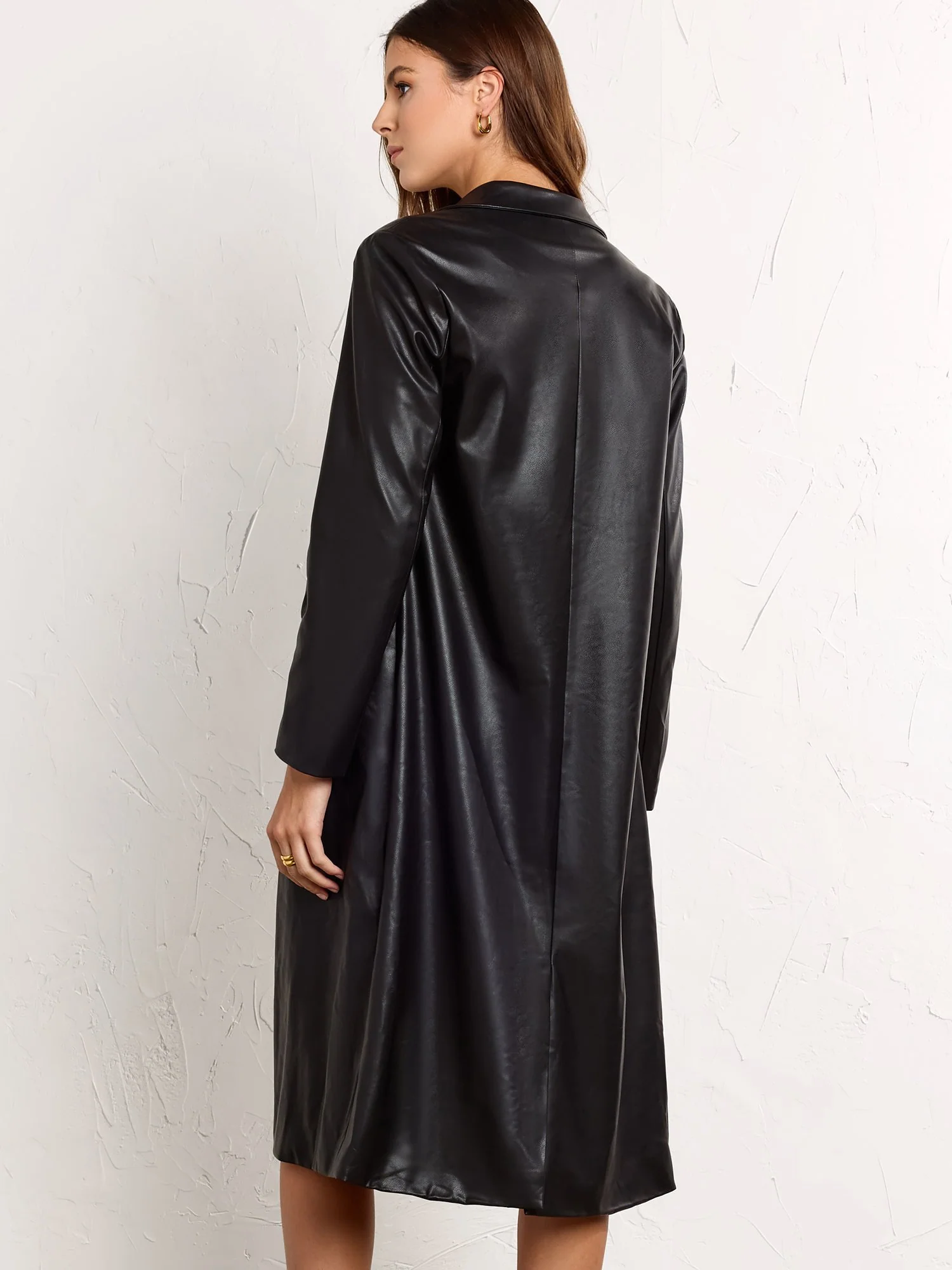 Faux Leather Trench Coat - Fore Collection - Image 4