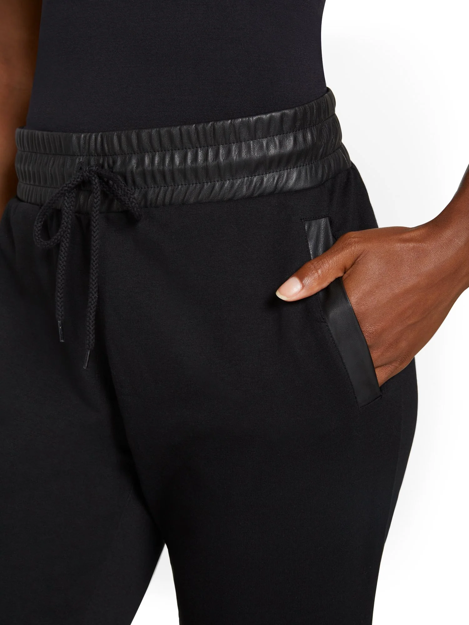 Faux-Leather Trim French Terry Jogger Pant - Image 4