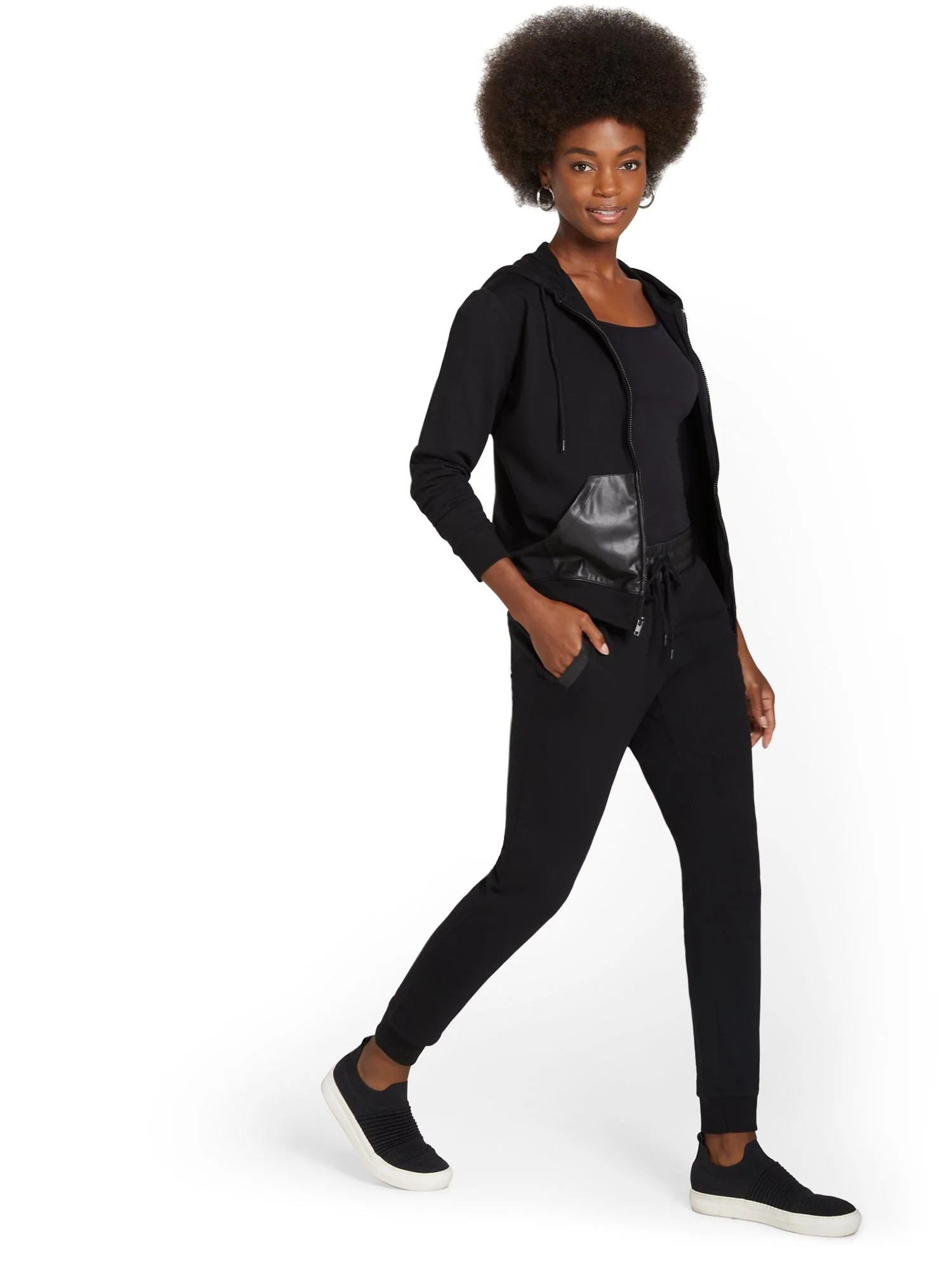 Faux-Leather Trim French Terry Jogger Pant - Image 5