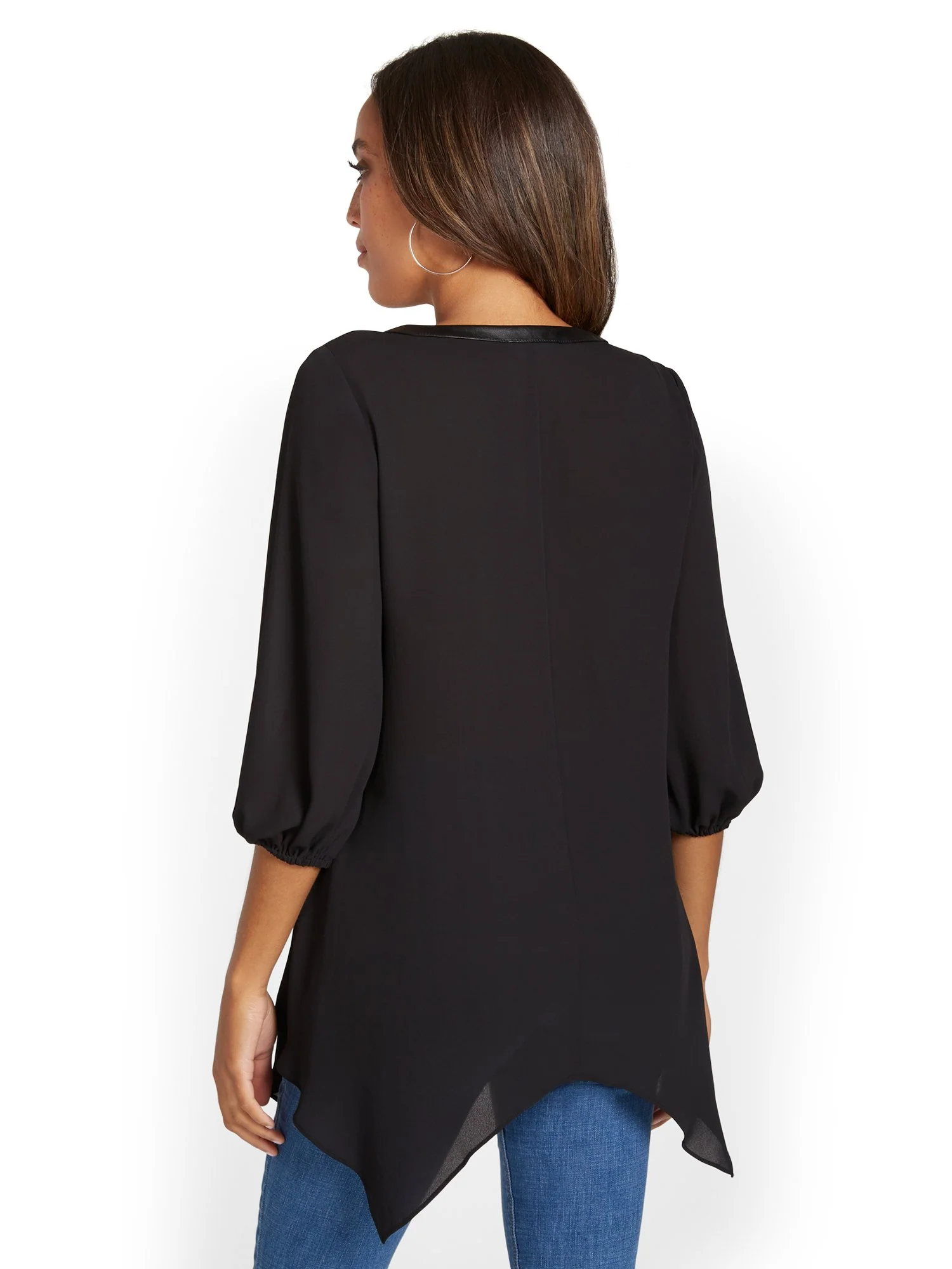 Faux-Leather-Trim Sharkbite Top - Image 3