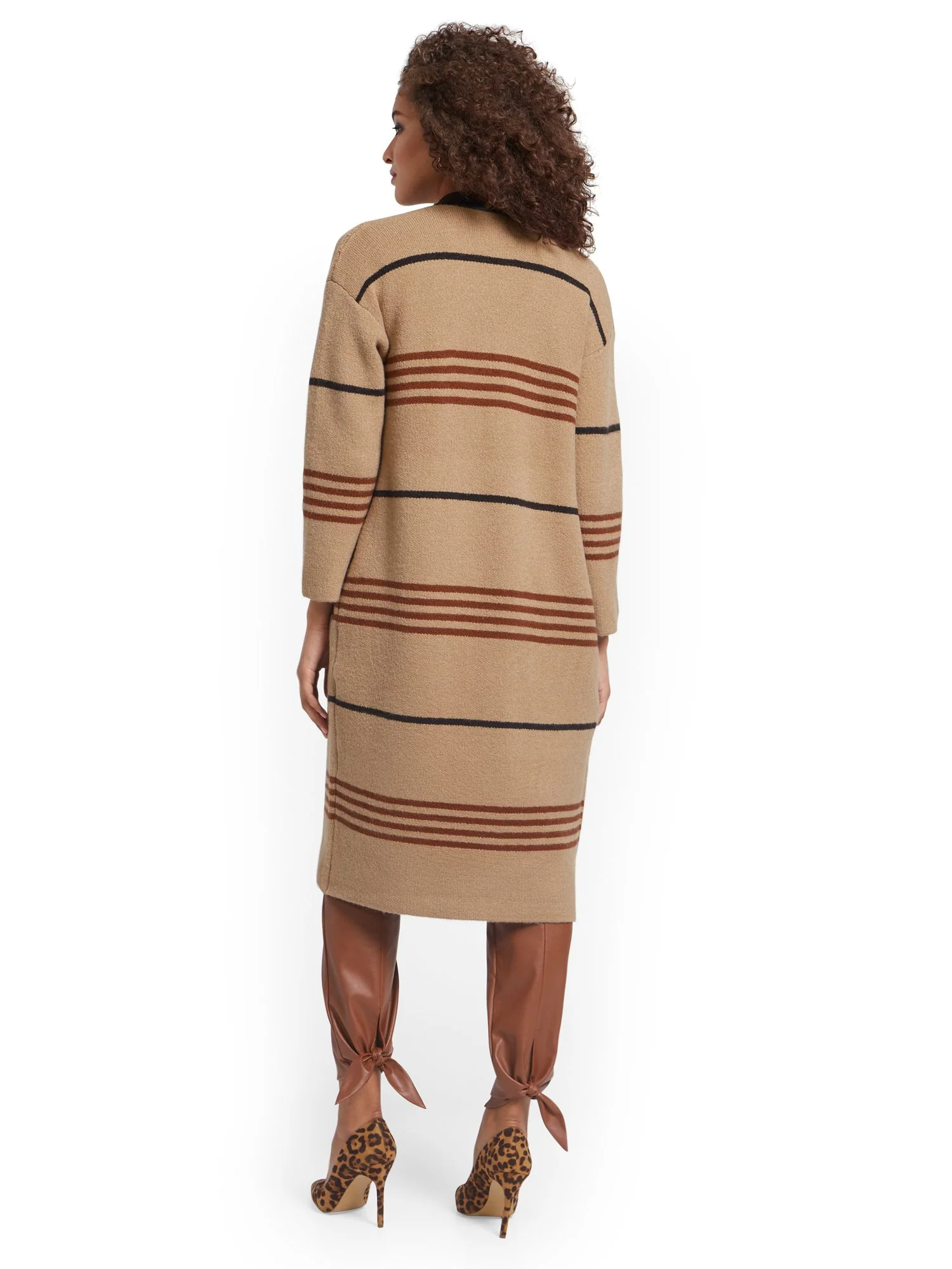 Faux-Leather Trimmed Coatigan - Image 6