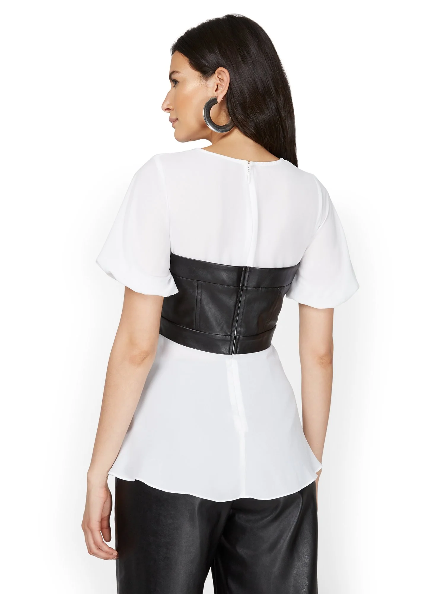 Faux-Leather Twofer Top - Image 3