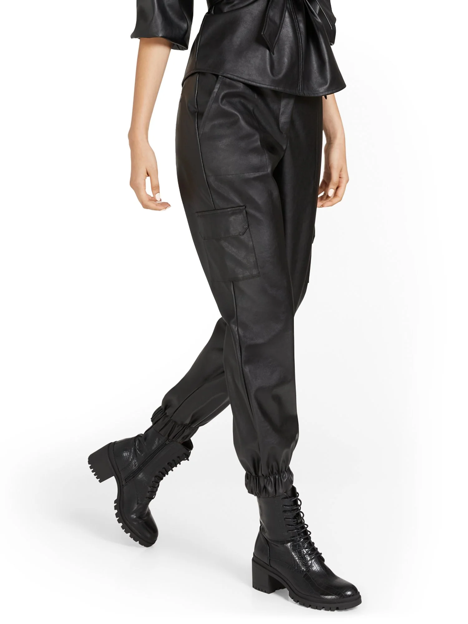 Faux-Leather Utility Jogger Pant