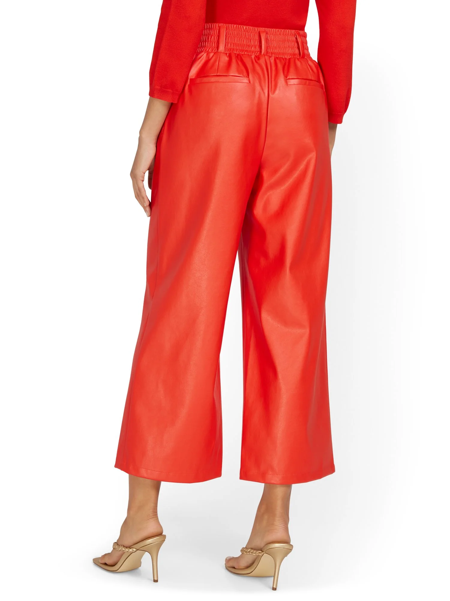 Faux-Leather Wide-Leg Capri Pant - Image 3
