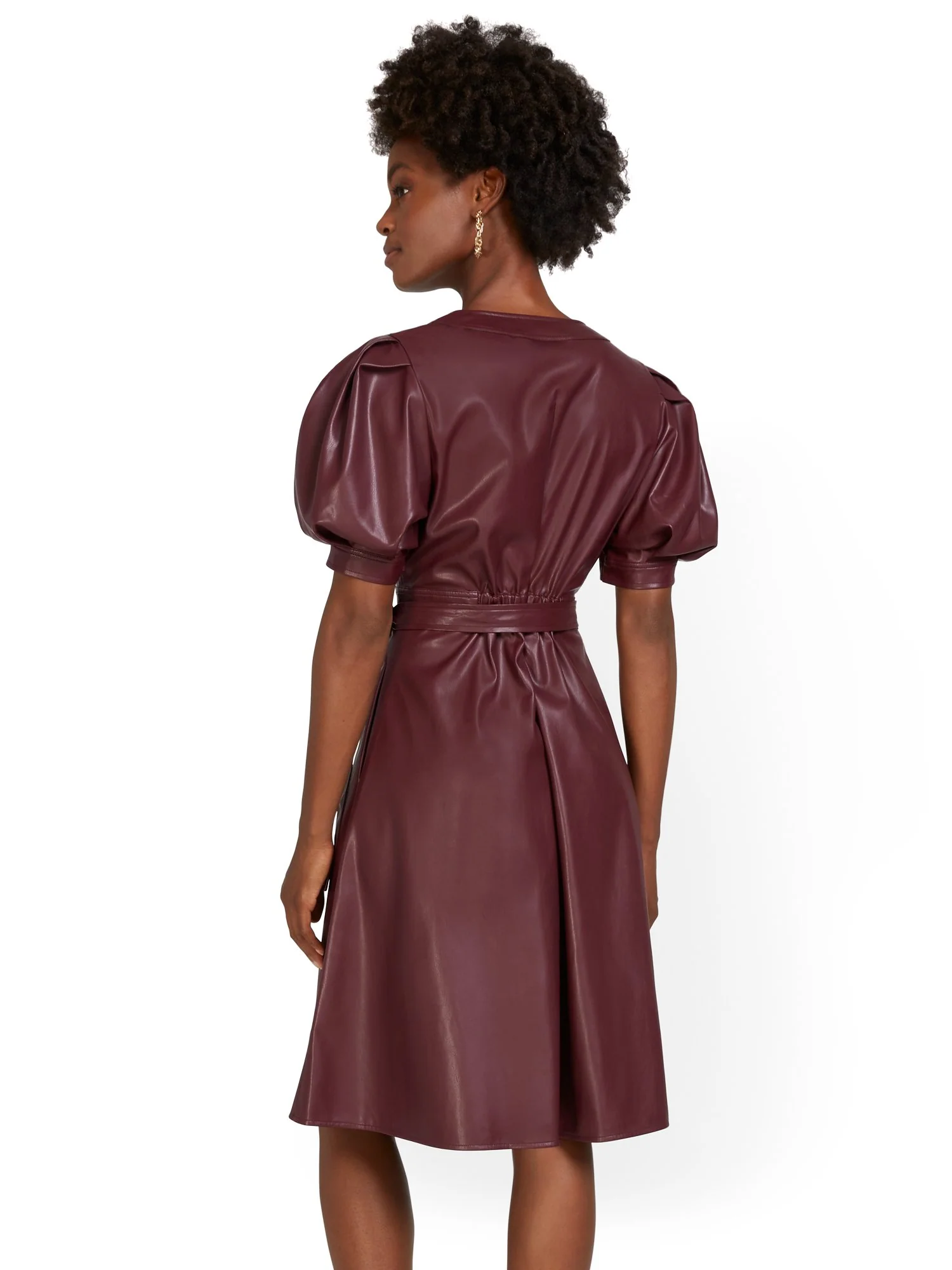 Faux-Leather Wrap Dress - Image 3