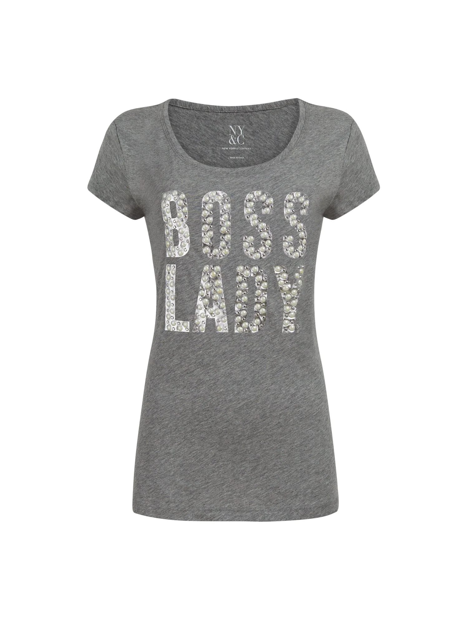 Faux-Pearl 'Boss Lady' Graphic Logo Tee - Image 2