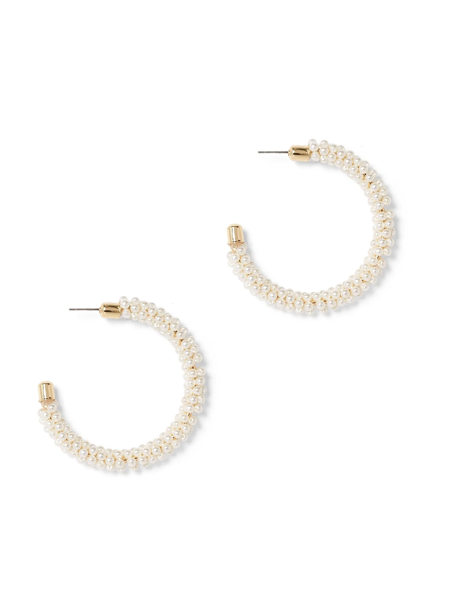 Faux-Pearl Goldtone Hoop Earring