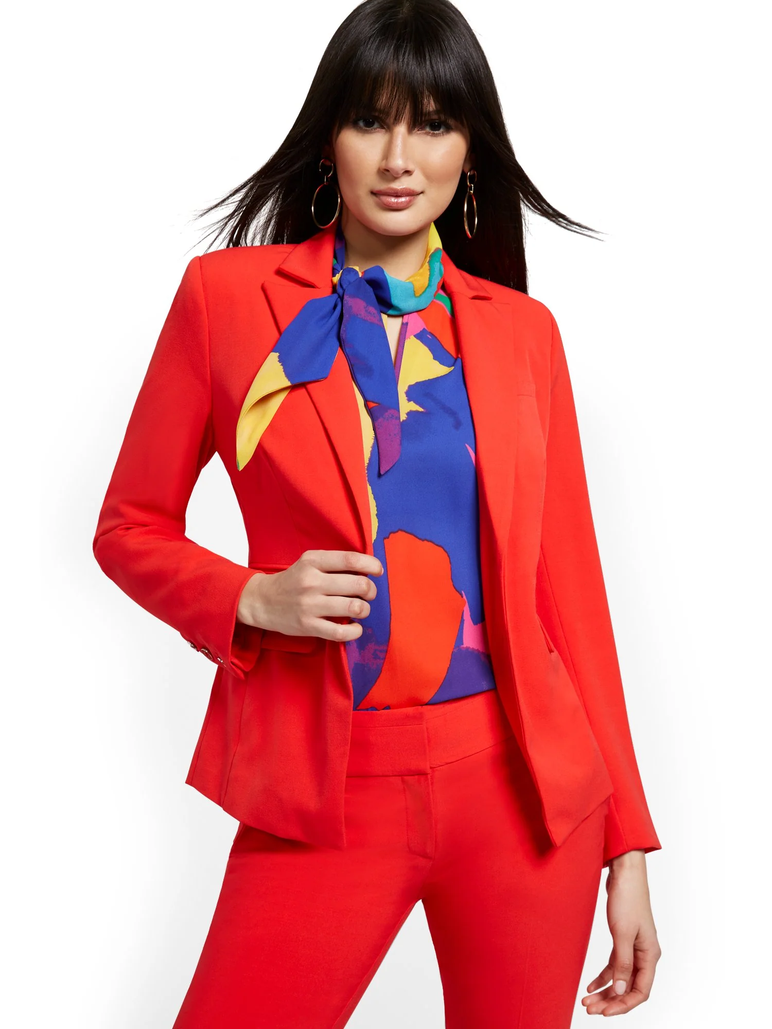 Faux-Pocket Button-Front Blazer - Essential Stretch - Image 26