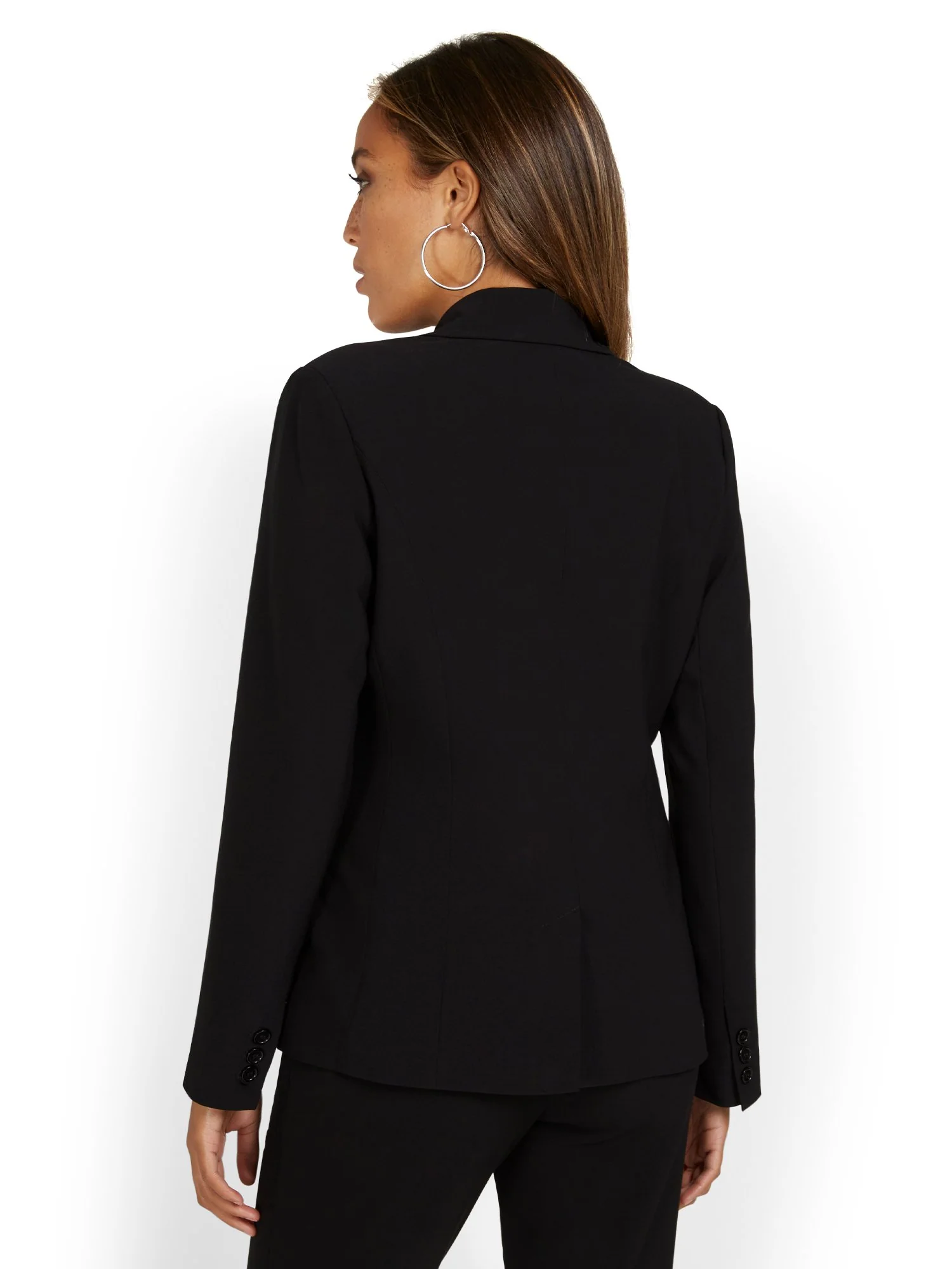 Faux-Pocket Button-Front Blazer - Essential Stretch - Image 3