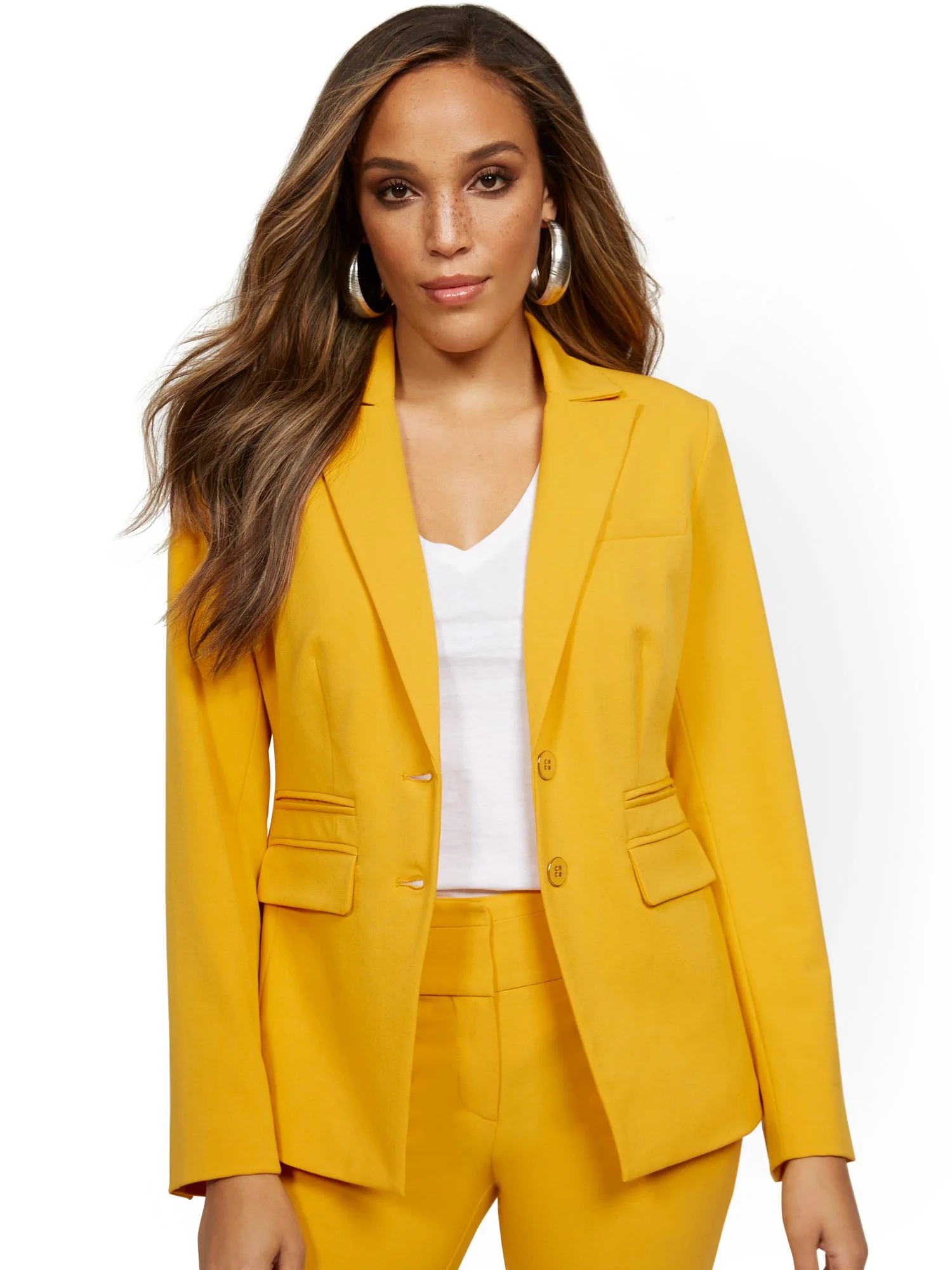 Faux-Pocket Button-Front Blazer - Essential Stretch - Image 7