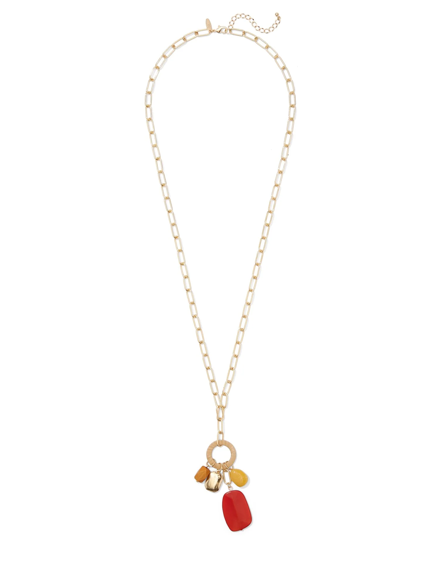 Faux-Stone Charm Pendant Necklace
