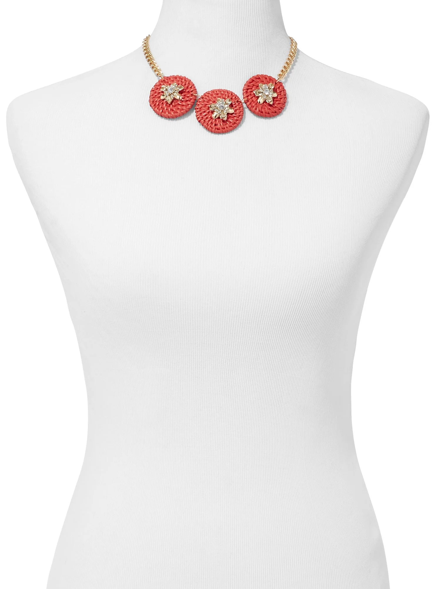 Faux-Stone Disk Statement Necklace