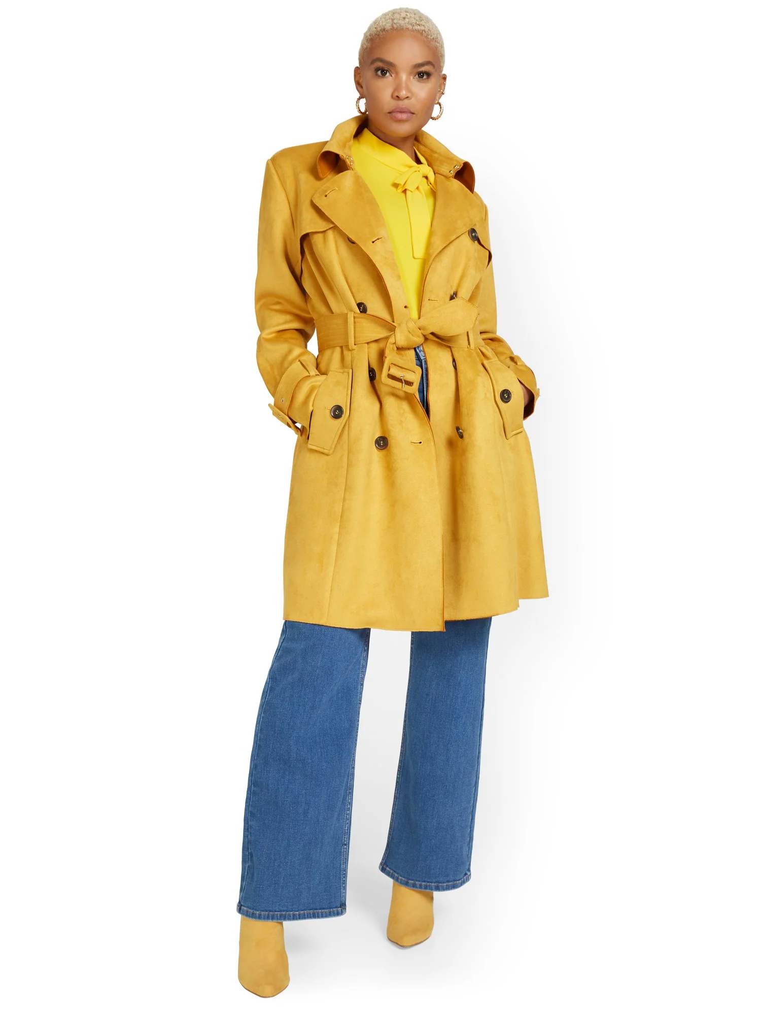 Faux-Suede Belted Trenchcoat - Image 10