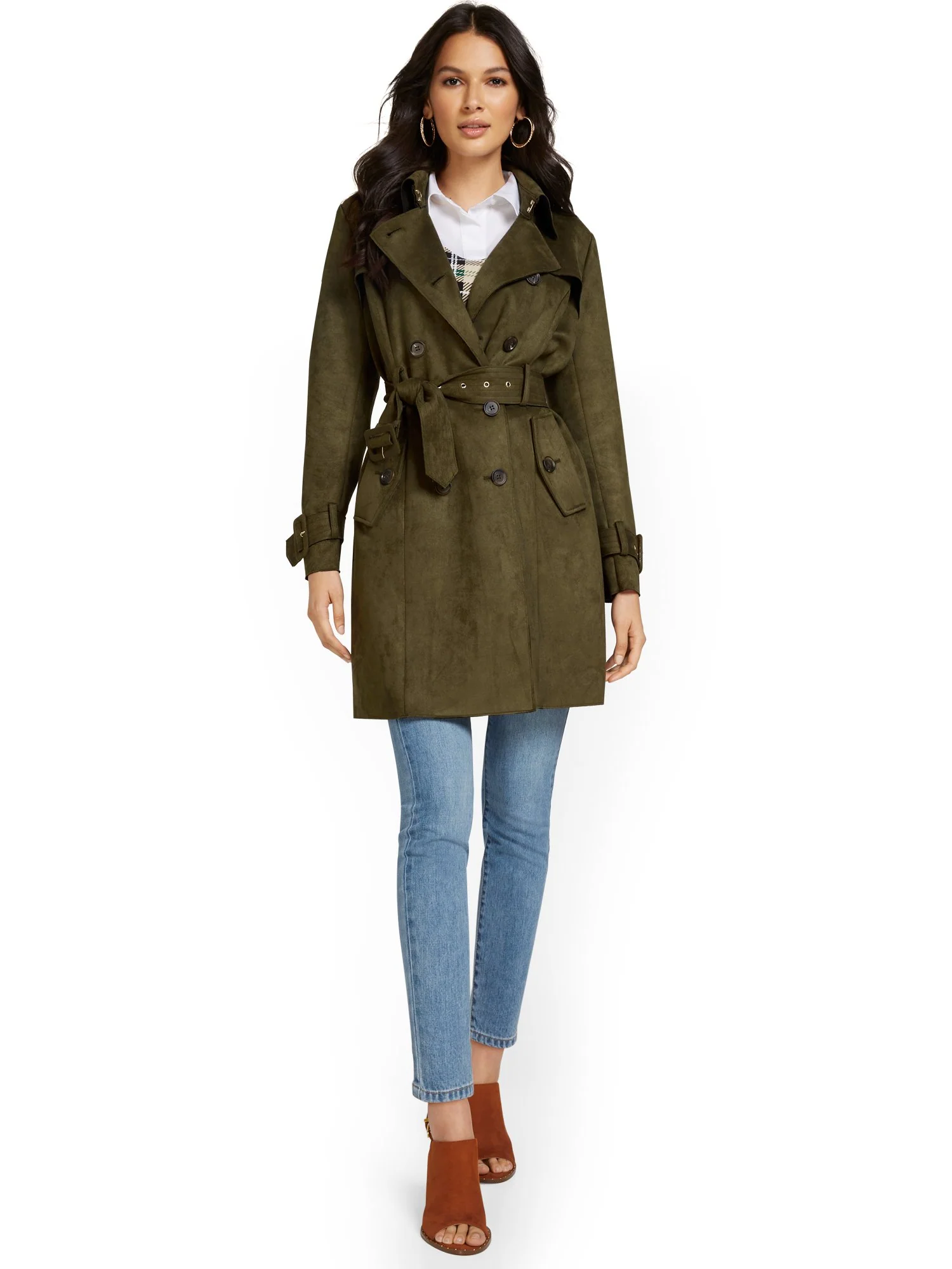 Faux-Suede Belted Trenchcoat - Image 2