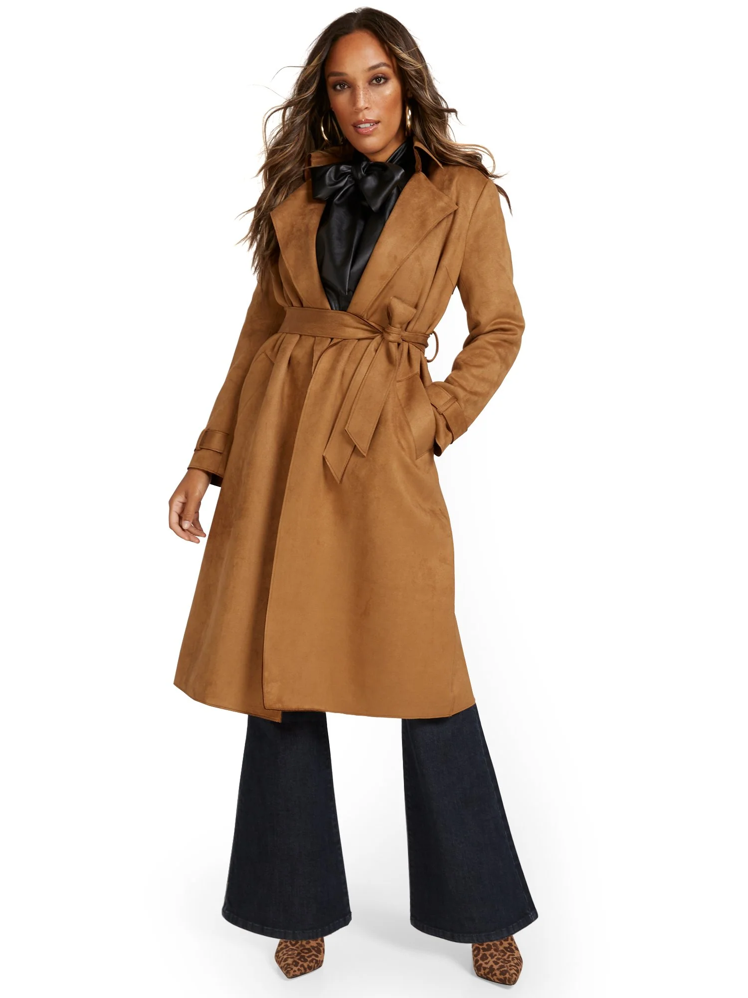 Faux-Suede Flyaway Trenchcoat - Image 7