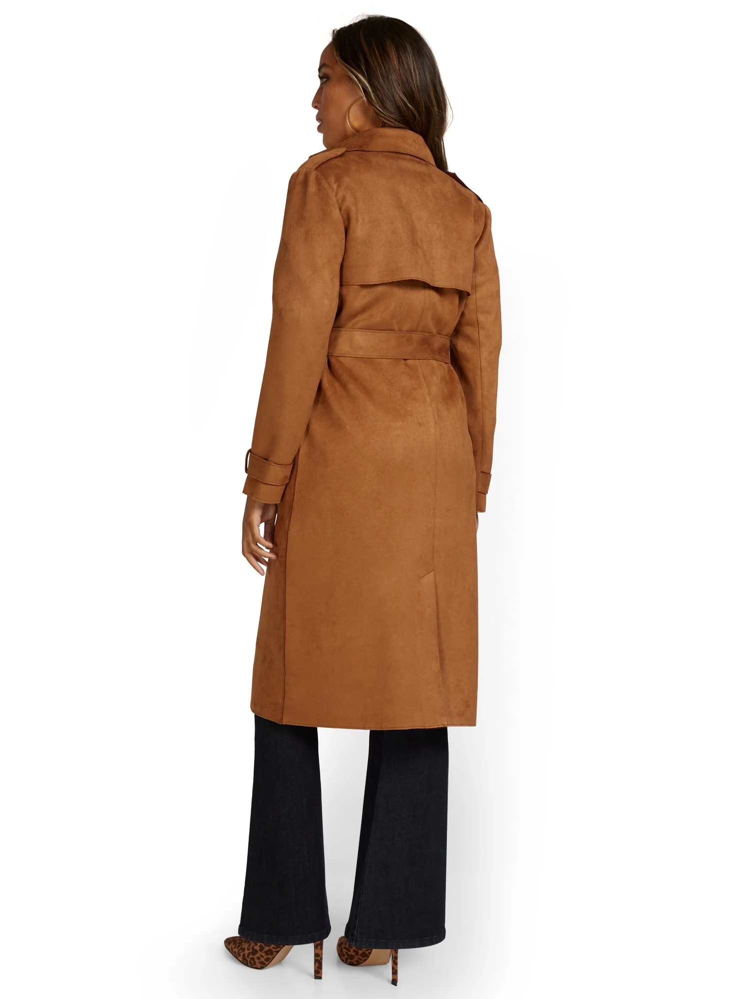 Faux-Suede Flyaway Trenchcoat - Image 9