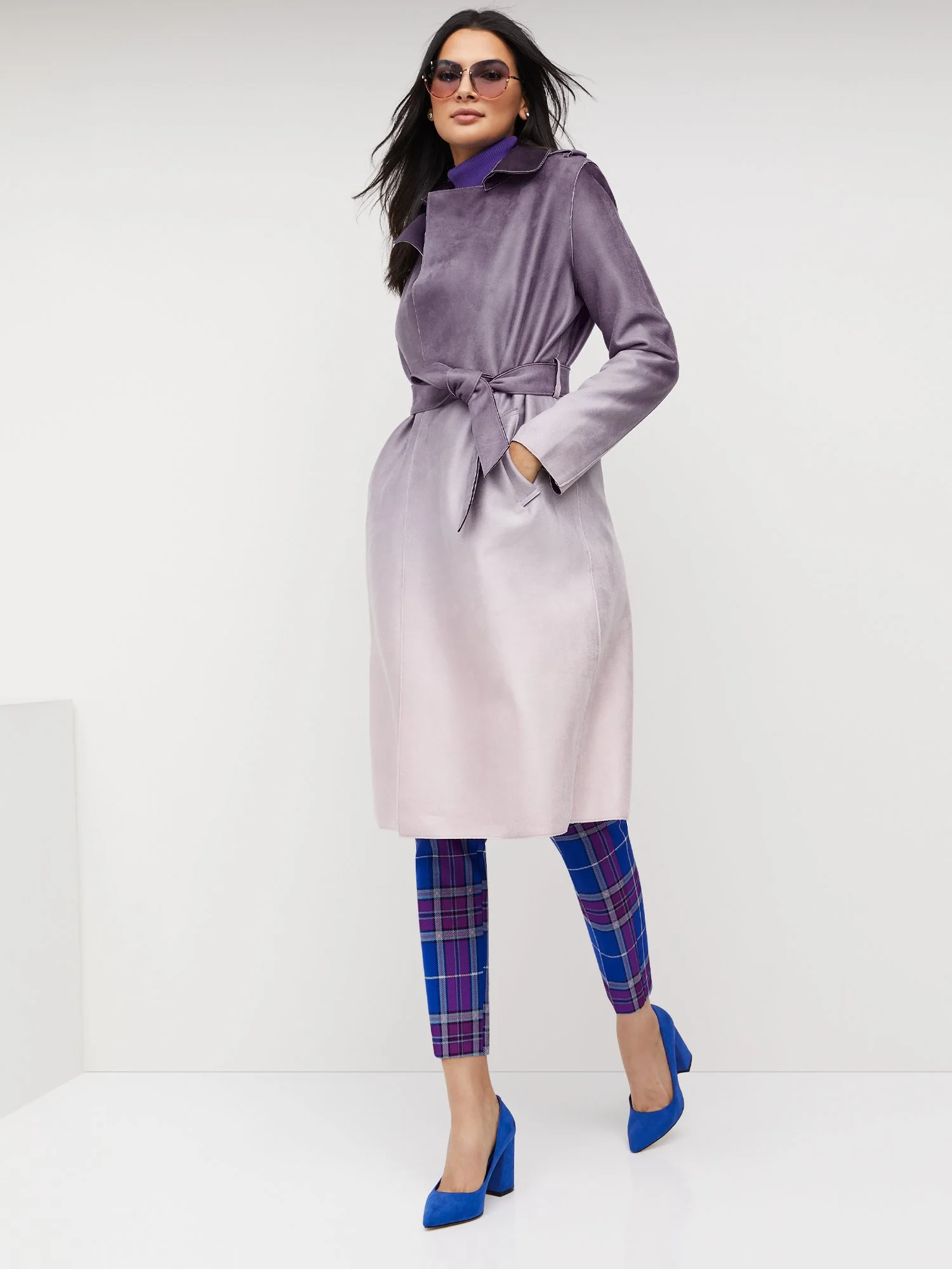Faux-Suede Tie-Dye Trench Coat - Image 2