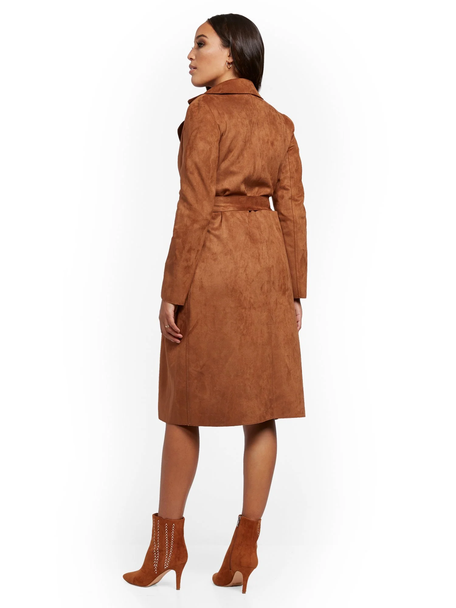Faux-Suede Wrap Trenchcoat - Image 10