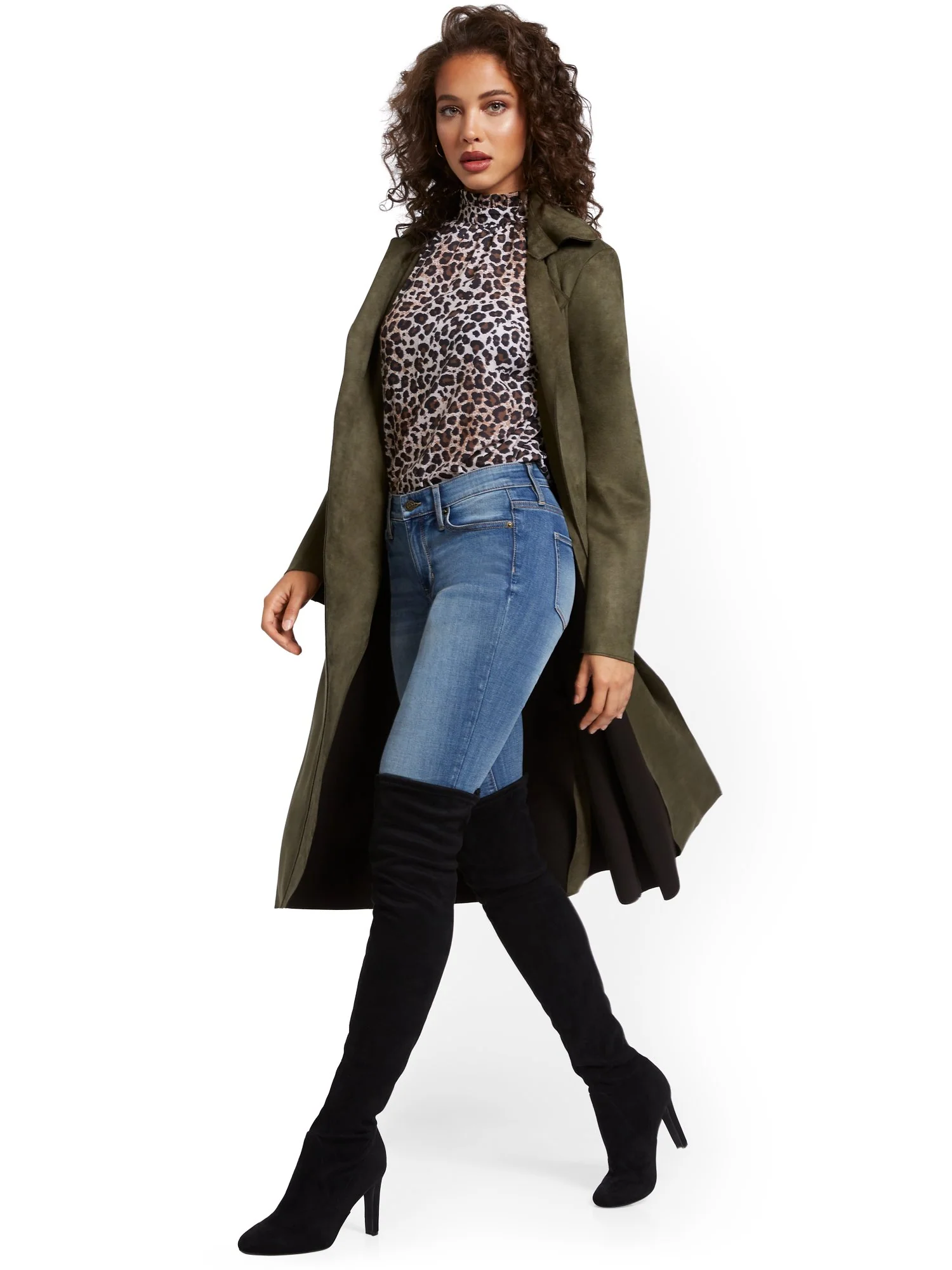 Faux-Suede Wrap Trenchcoat - Image 2
