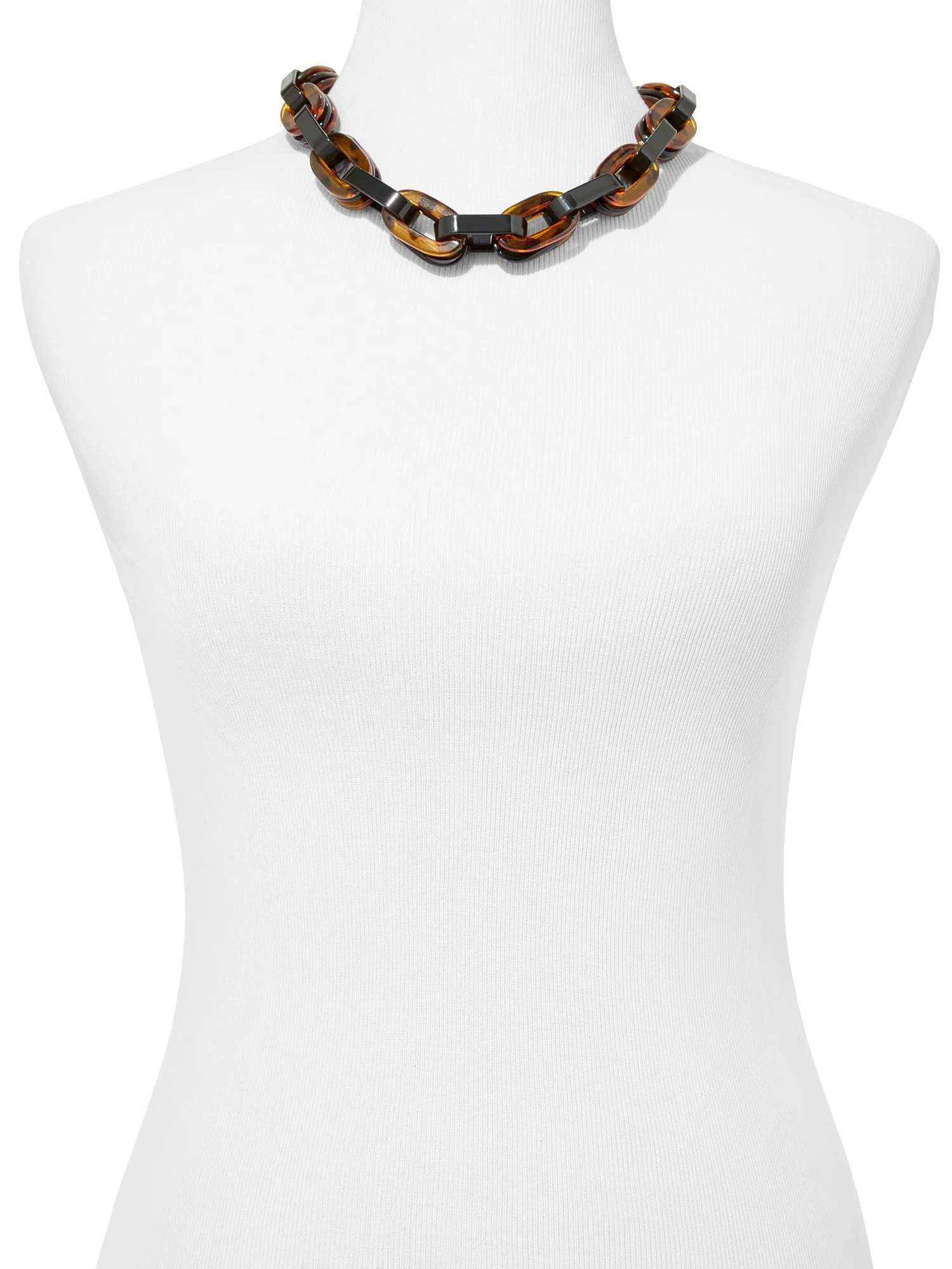 Faux-Tortoise Chain-Link Collar Necklace - Image 2
