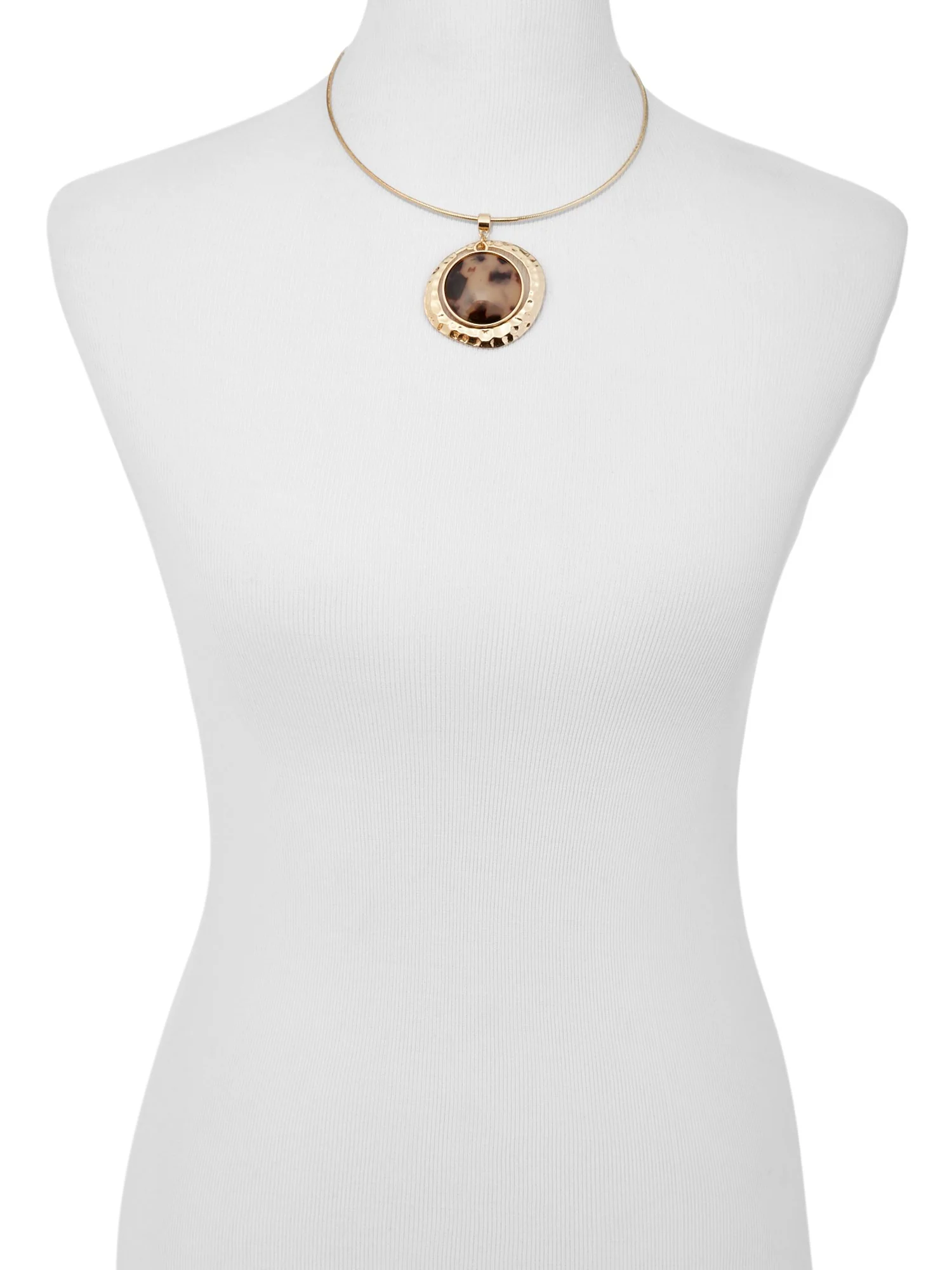 Faux-Tortoise Pendant Collar Necklace - Image 2