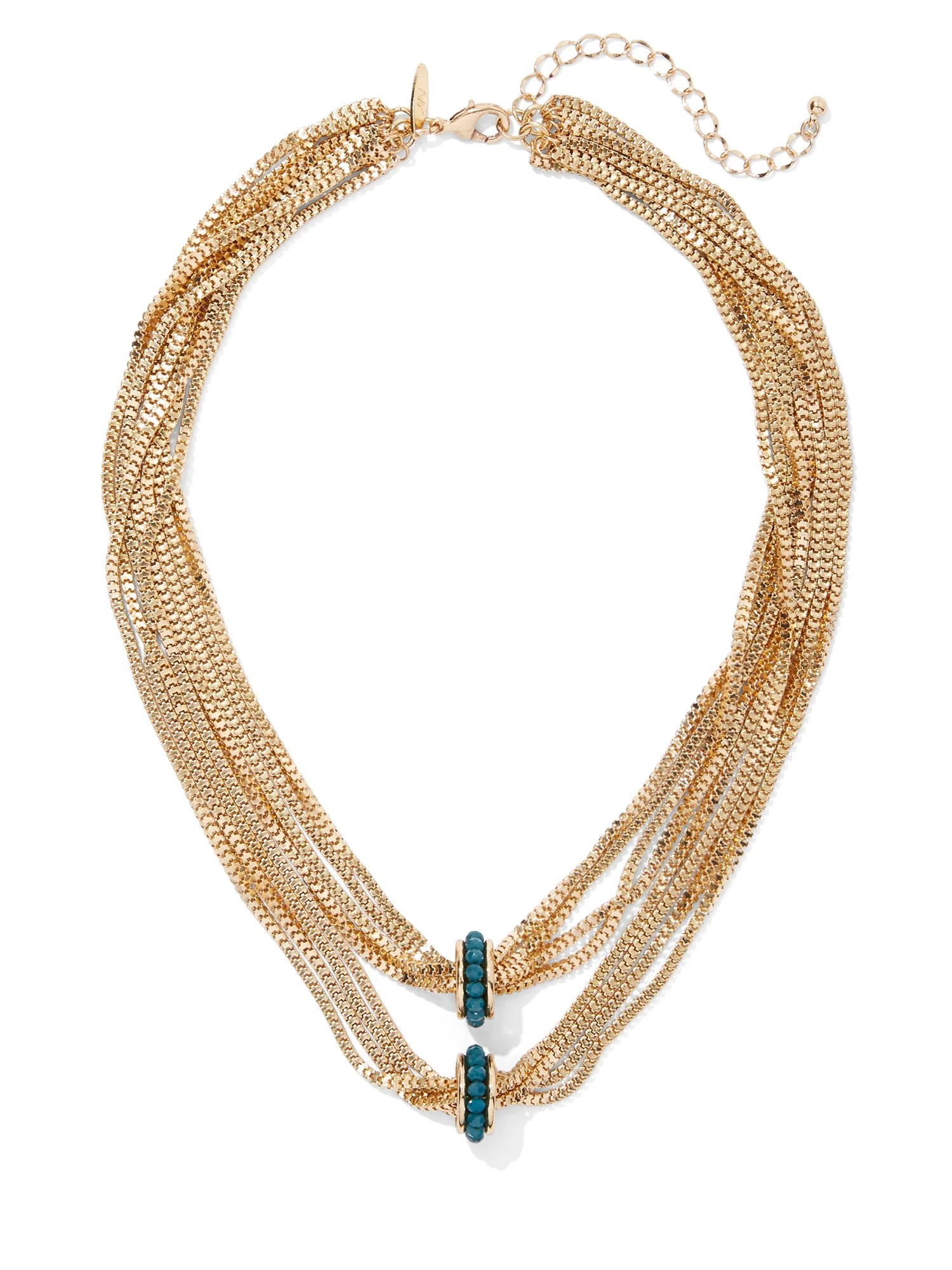 Faux-Turquoise Goldtone Layered Necklace