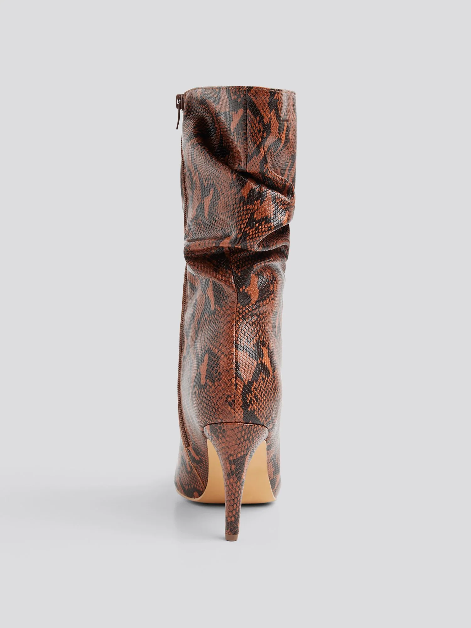 Fawn Snake Print Mid Wide Calf Slouch Boots - Image 6