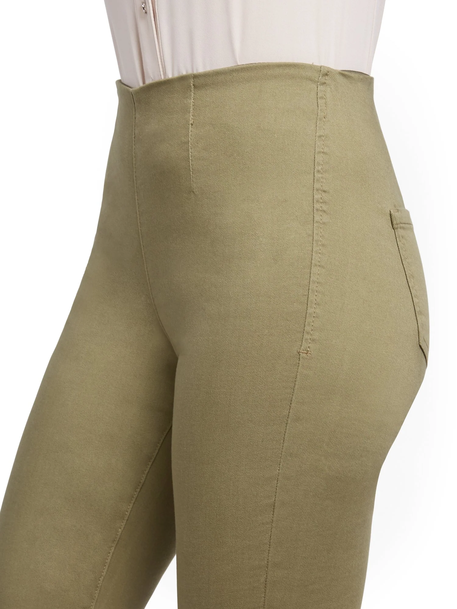 Feel Good High-Waisted No Gap Pull-On Super-Skinny Ankle Jeans - Olive - Image 5