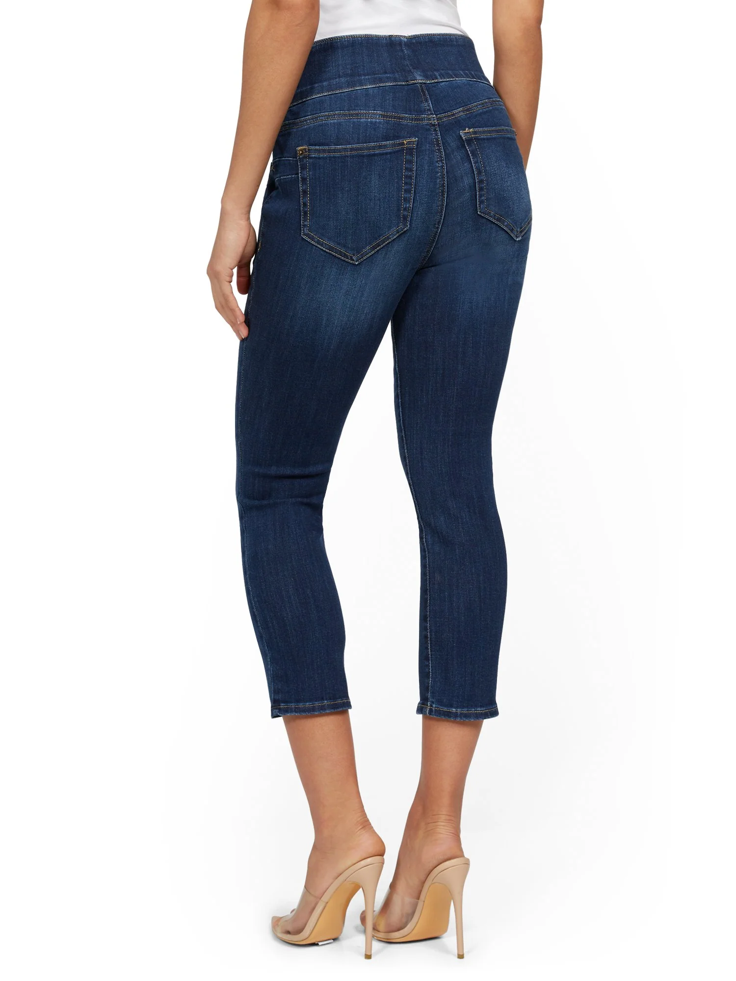 Feel Good High-Waisted No Gap Pull-On Super-Skinny Capri Jeans - Norfolk Blue - Image 3
