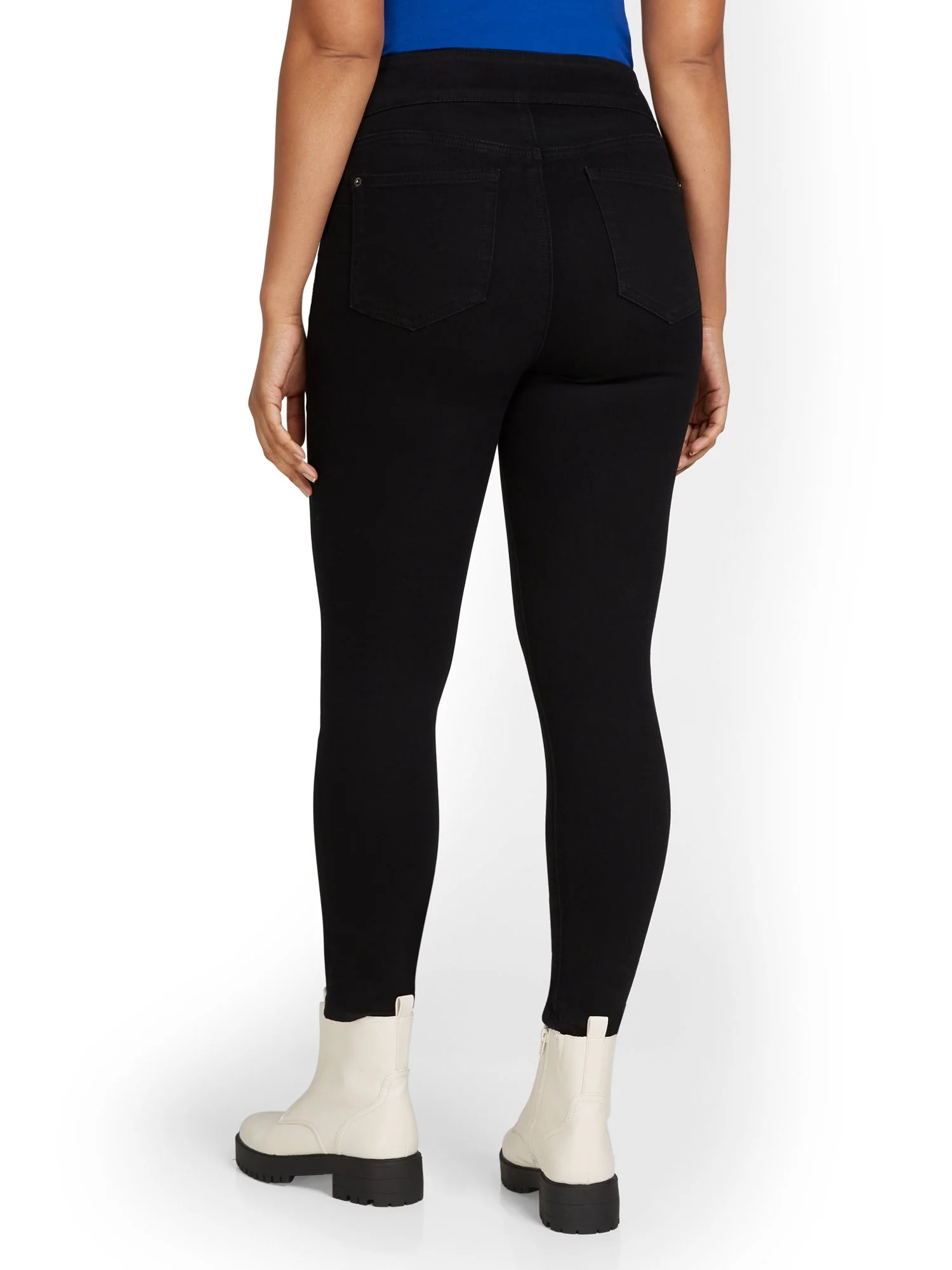 Feel Good High-Waisted No-Gap Pull-On Super-Skinny Jeans - Black - Image 4