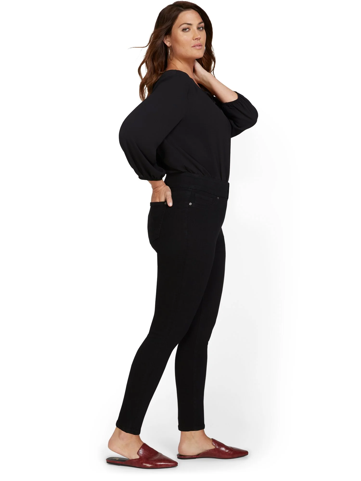 Feel Good High-Waisted No-Gap Pull-On Super-Skinny Jeans - Black - Image 8