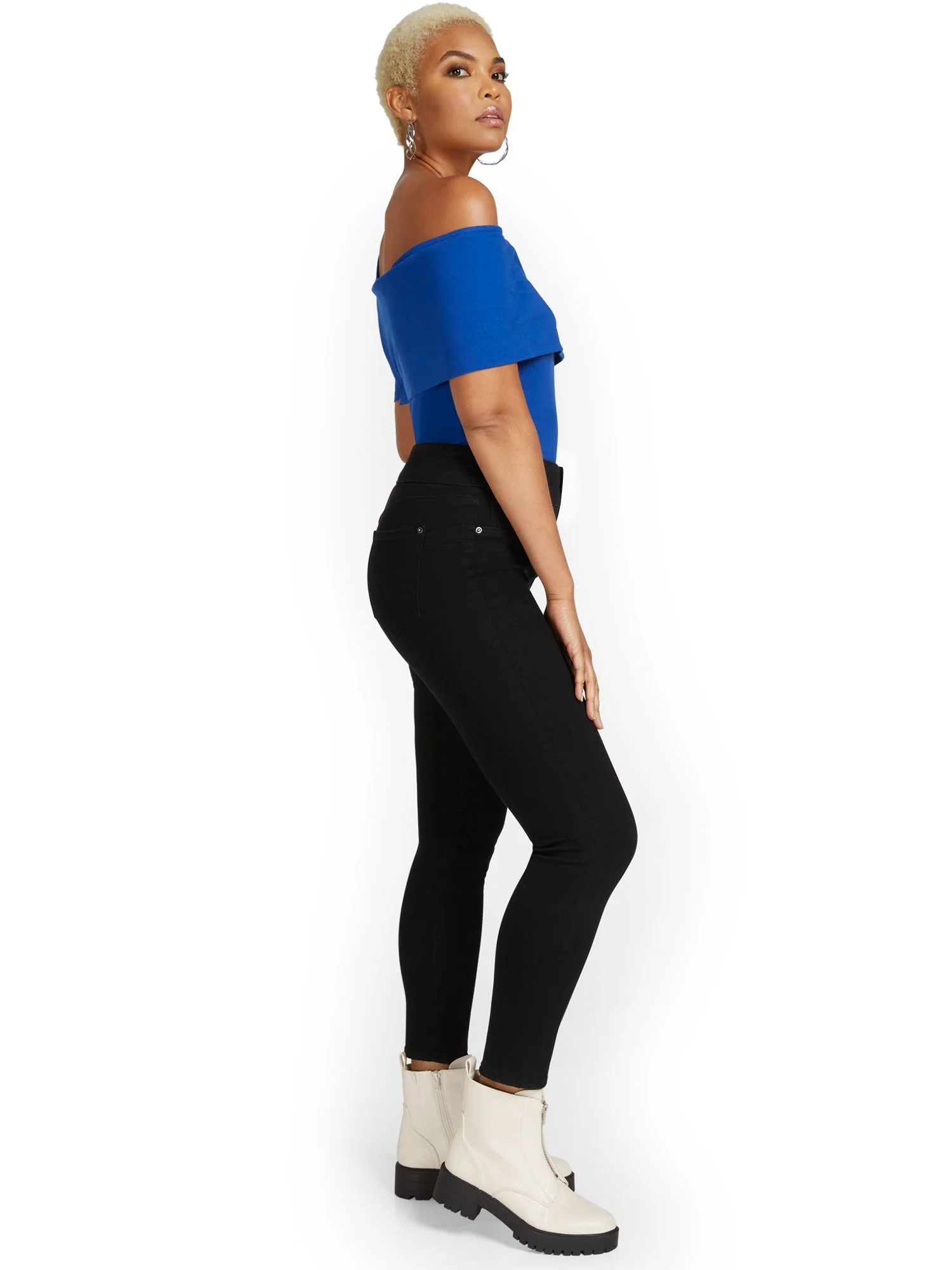Feel Good High-Waisted No-Gap Pull-On Super-Skinny Jeans - Black - Image 9