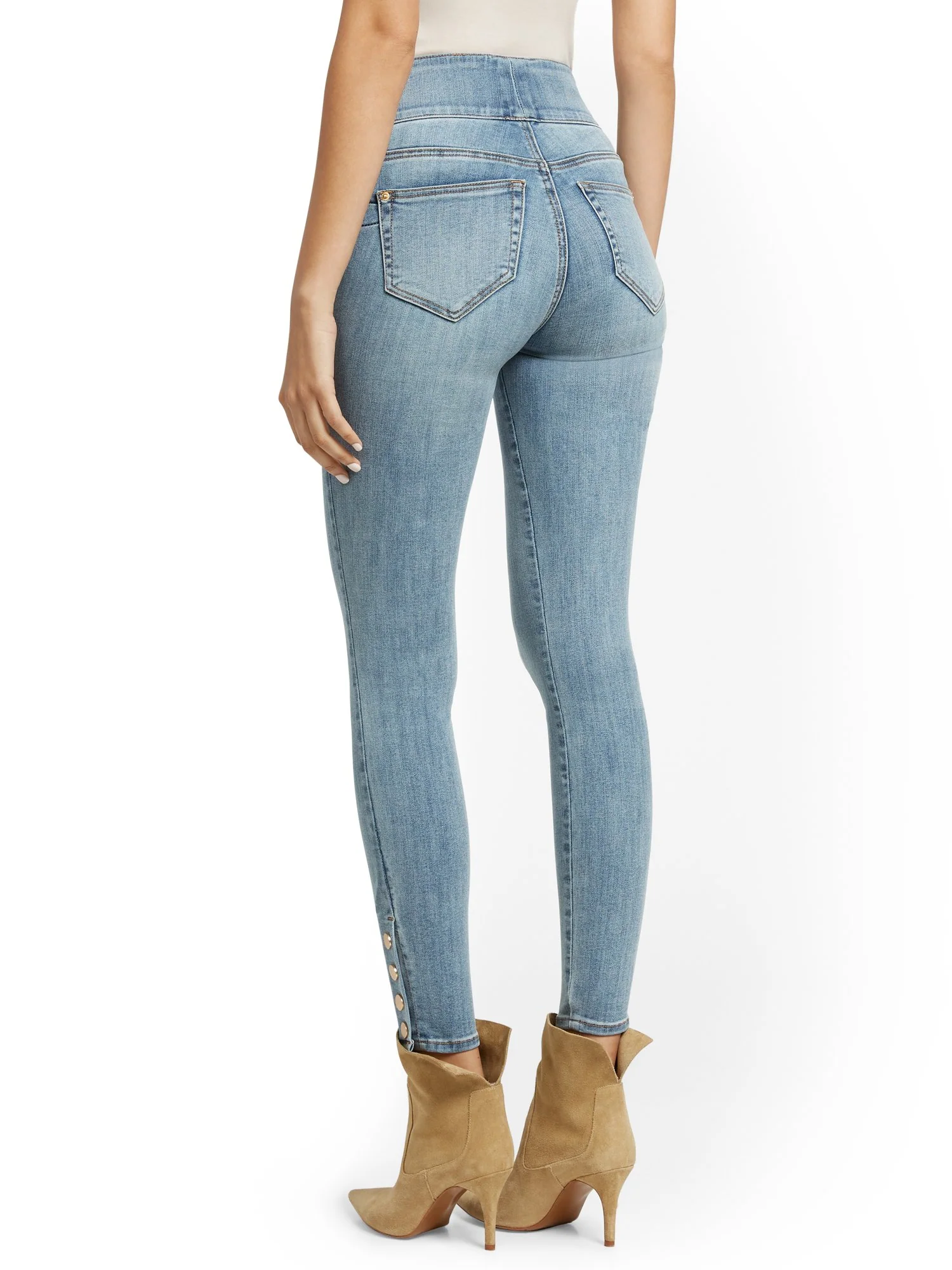Feel Good High-Waisted No Gap Pull-On Super-Skinny Jeans - Blue Love - Image 3