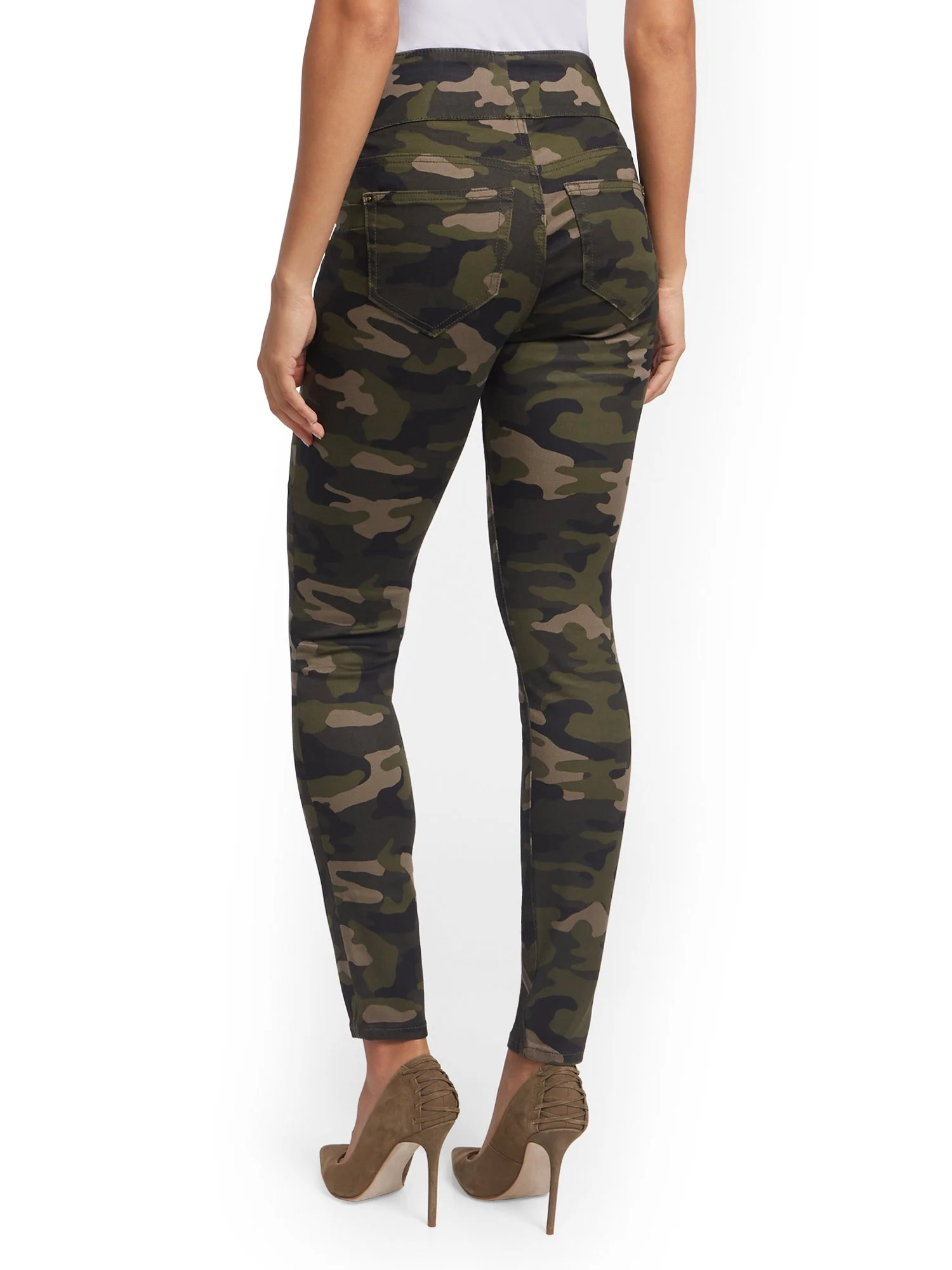 Feel Good High-Waisted No Gap Pull-On Super-Skinny Jeans - Camo - Image 3