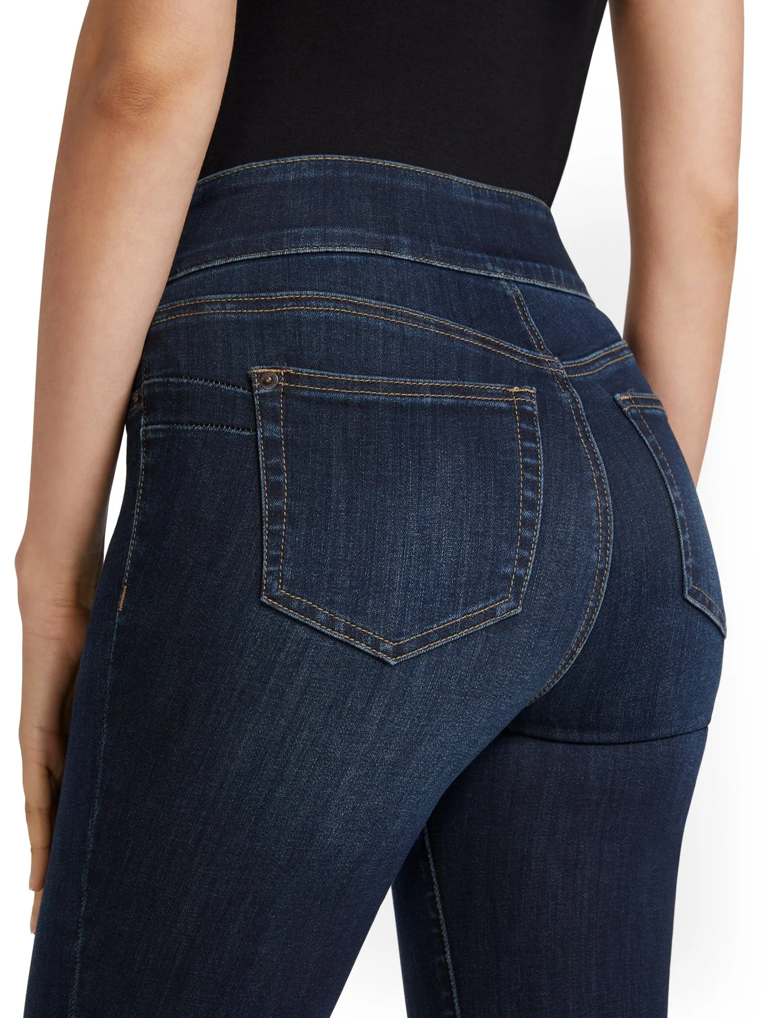 Feel Good High-Waisted No-Gap Pull-On Super-Skinny Jeans - Dark Blue Wash - Image 5