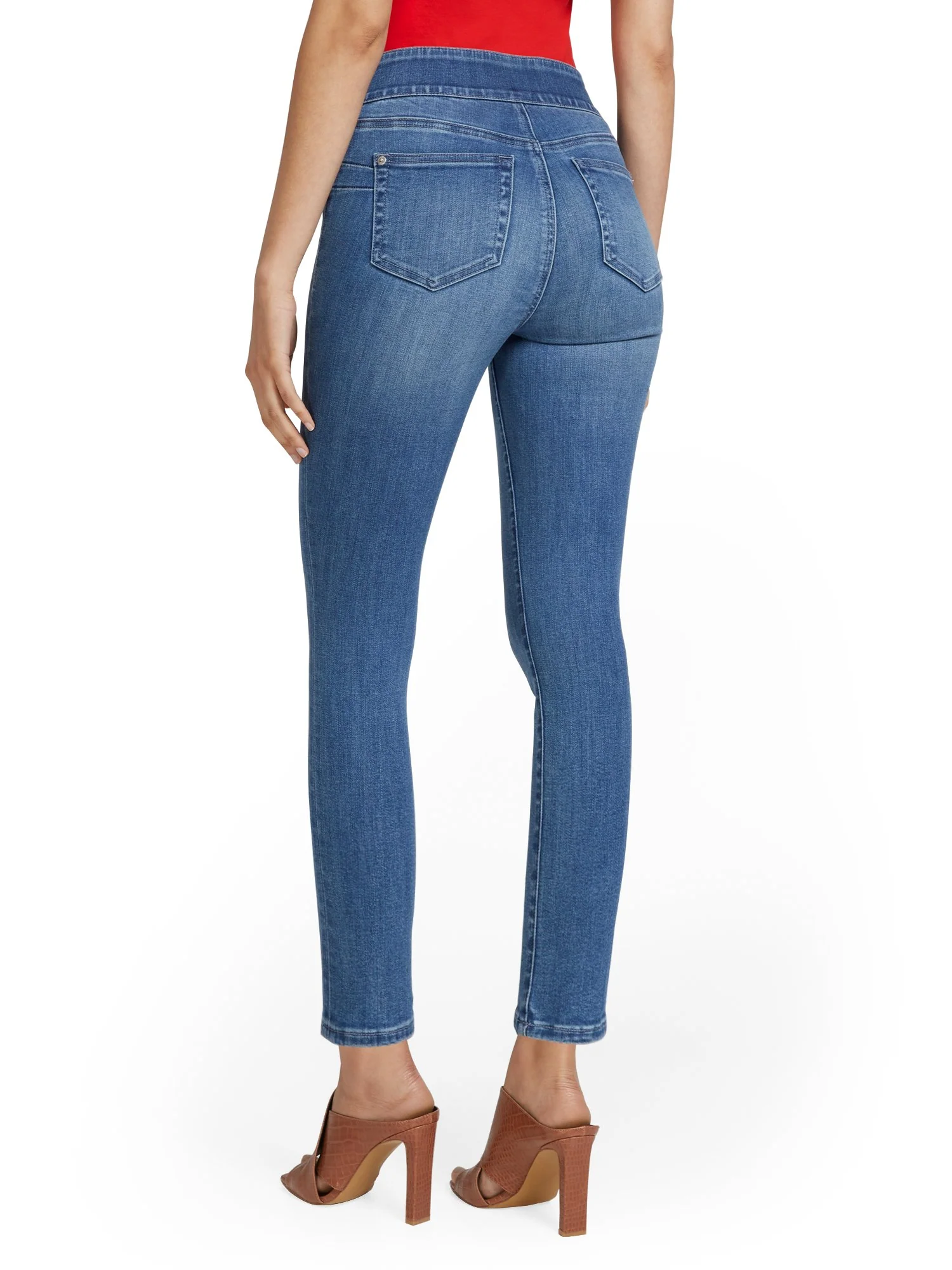 Feel Good High-Waisted No-Gap Pull-On Super-Skinny Jeans - Medium Blue Wash - Image 4