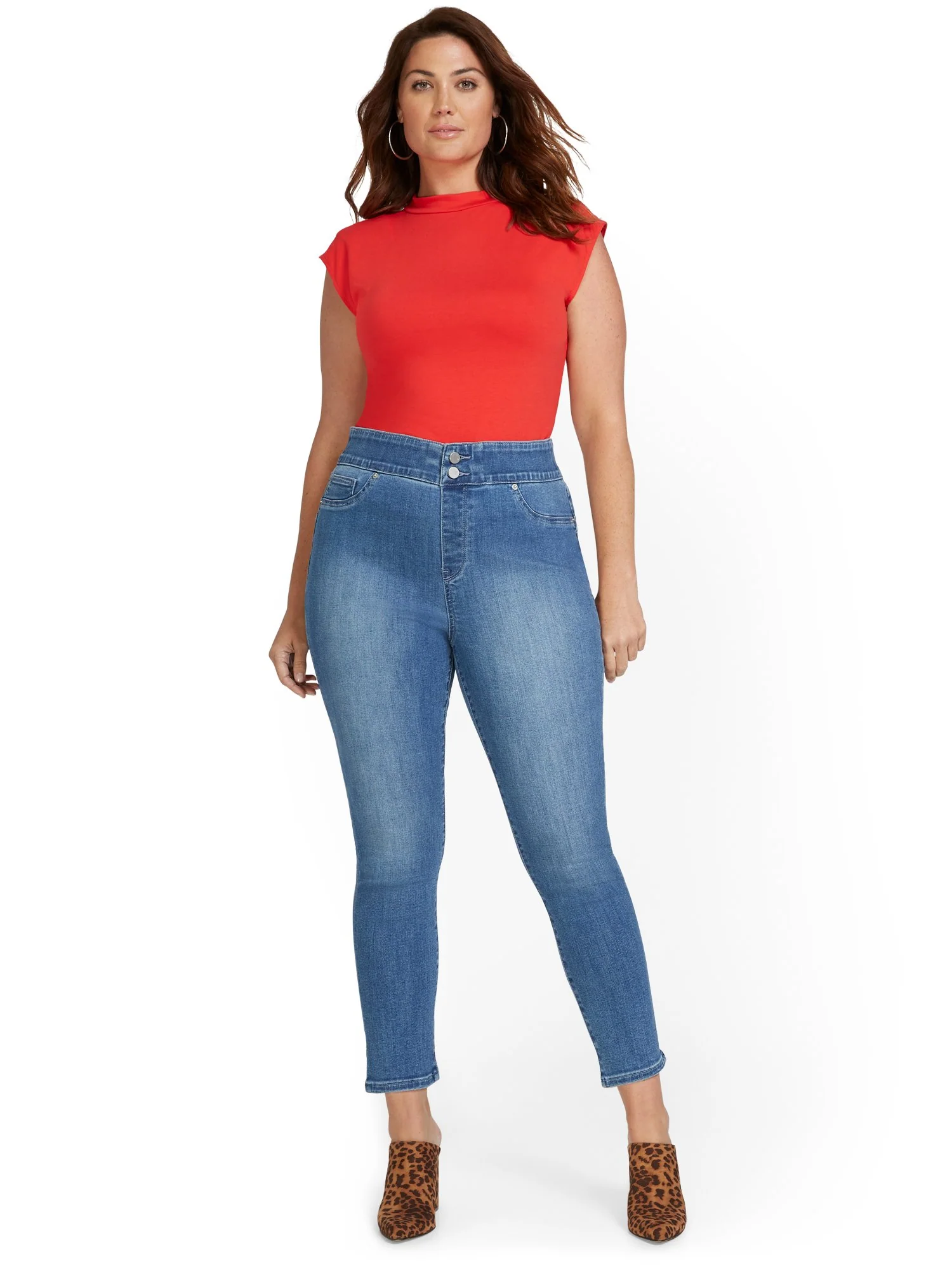 Feel Good High-Waisted No-Gap Pull-On Super-Skinny Jeans - Medium Blue Wash - Image 7