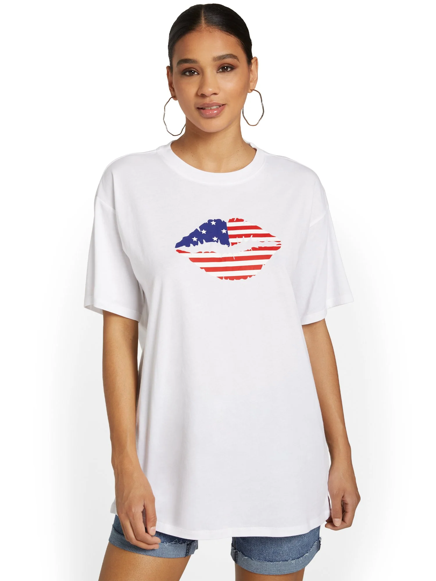Flag Lips Oversized Graphic Tee