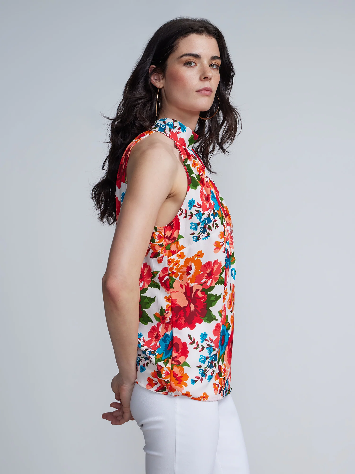 Floral Bow-Back Halter Neck Top - Image 2